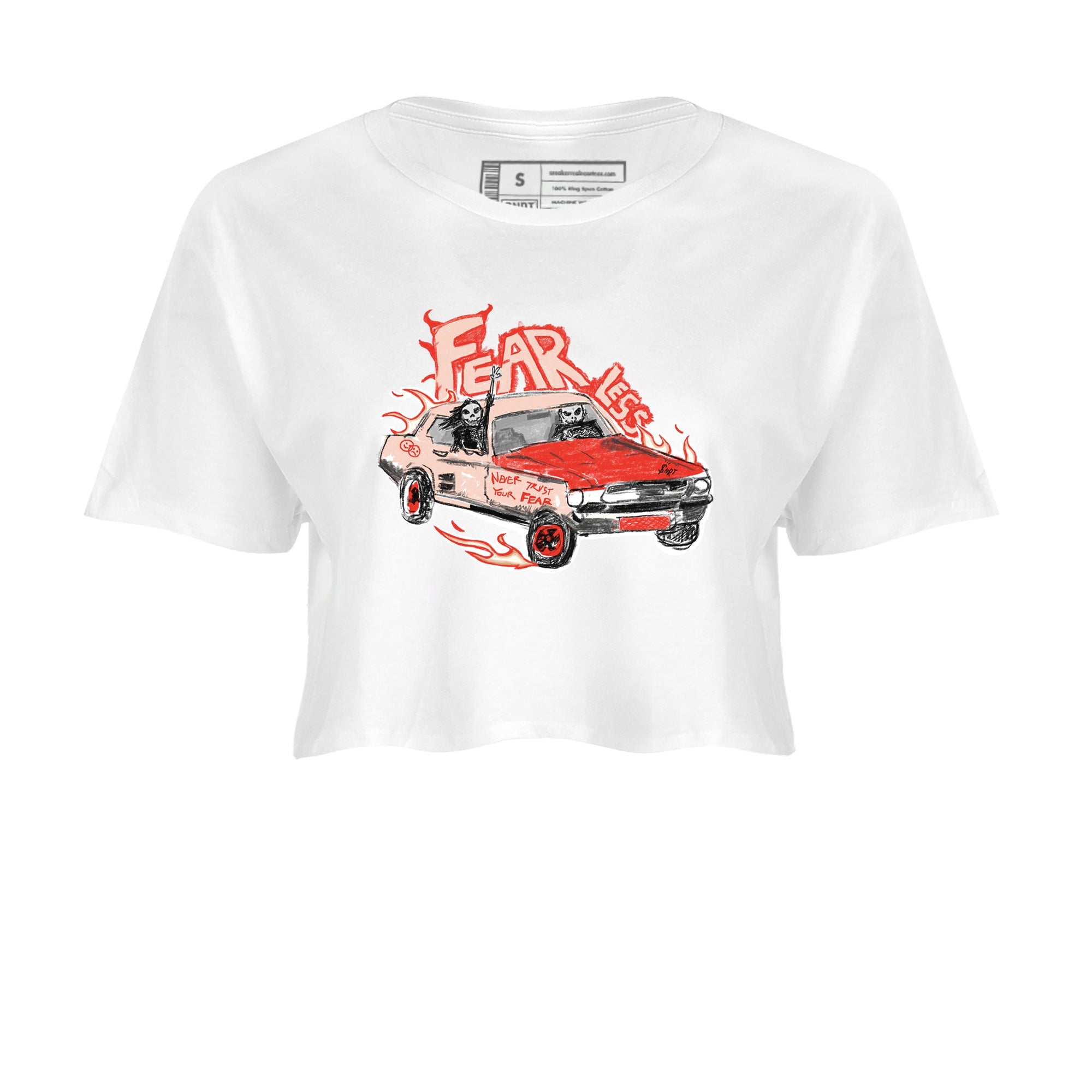 13s Dune Red shirts to match jordans Fearless Car sneaker match tees Air Jordan 13 Dune Red Drip Gear Zone streetwear brand White 2 crop tee