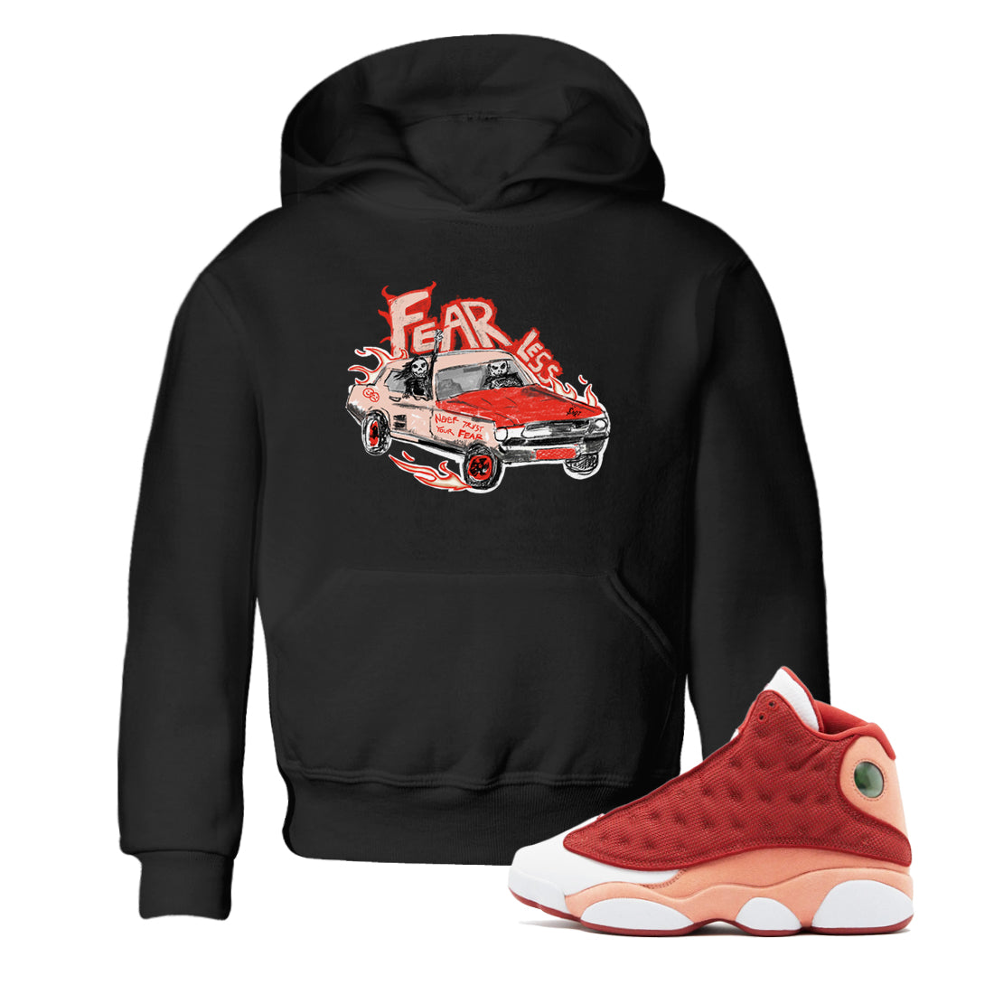 13s Dune Red shirts to match jordans Fearless Car sneaker match tees Air Jordan 13 Dune Red Drip Gear Zone streetwear brand Baby and Youth Black 1 cotton tee