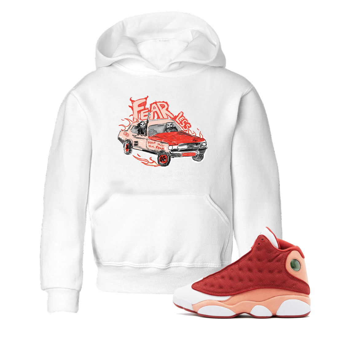 13s Dune Red shirts to match jordans Fearless Car sneaker match tees Air Jordan 13 Dune Red Drip Gear Zone streetwear brand Baby and Youth White 1 cotton tee