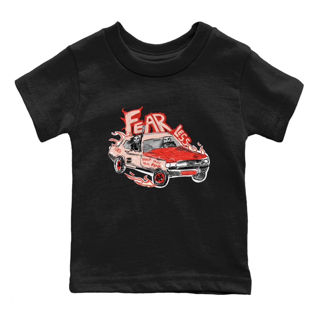 13s Dune Red shirts to match jordans Fearless Car sneaker match tees Air Jordan 13 Dune Red Drip Gear Zone streetwear brand Baby and Youth Black 2 cotton tee