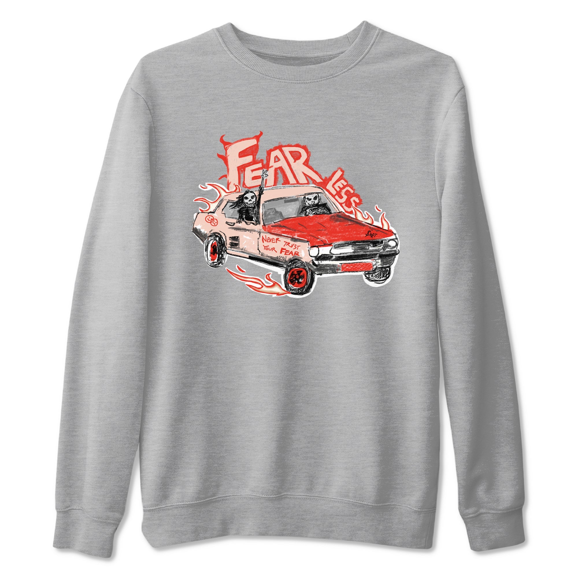 13s Dune Red shirts to match jordans Fearless Car sneaker match tees Air Jordan 13 Dune Red Drip Gear Zone streetwear brand Heather Grey 2 unisex cotton tee