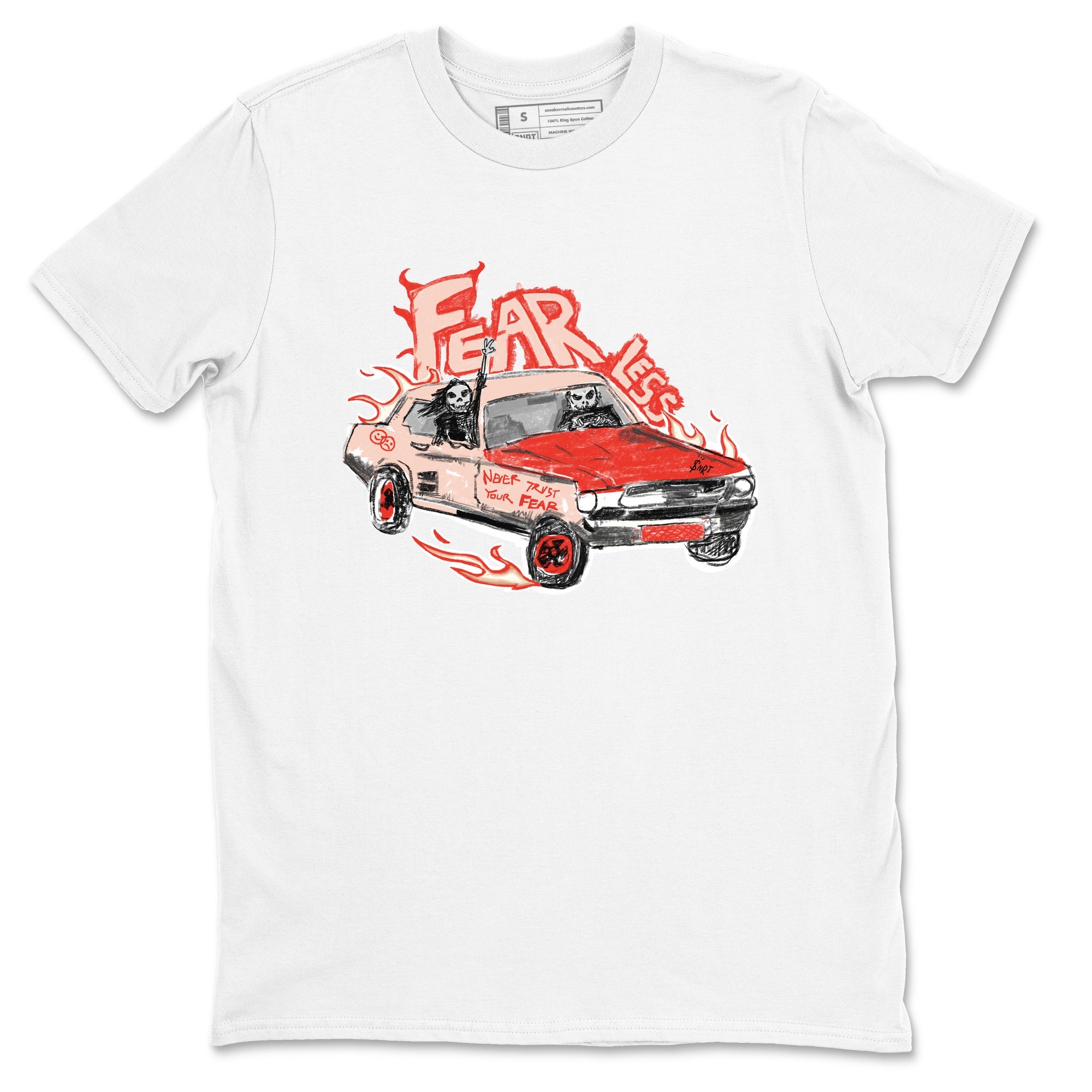 13s Dune Red shirts to match jordans Fearless Car sneaker match tees Air Jordan 13 Dune Red Drip Gear Zone streetwear brand White 2 unisex cotton tee