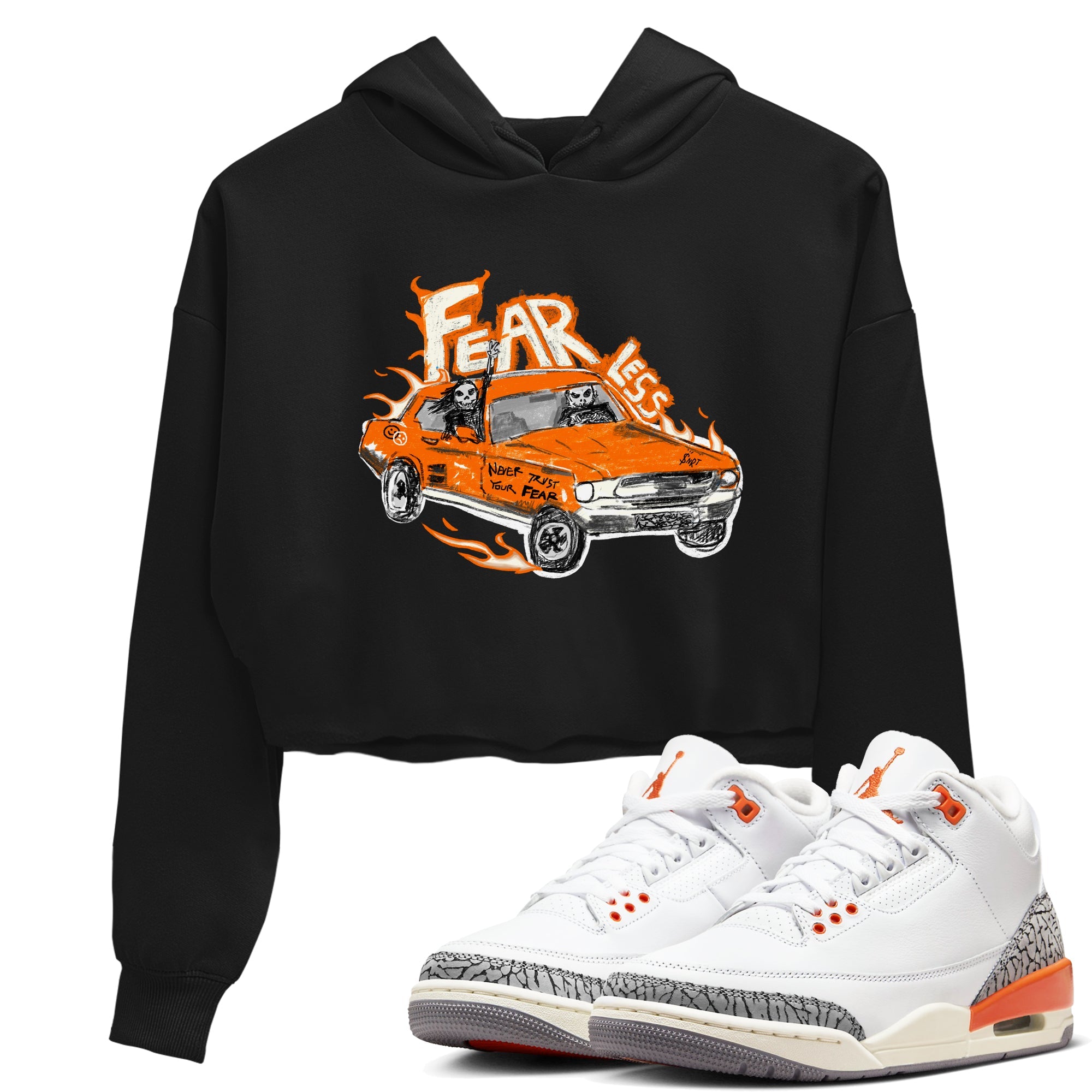 3s Georgia Peach shirt to match jordans Fearless Car sneaker tees Air Jordan 3 Georgia Peach Drip Gear Zone Black 1 crop length shirt