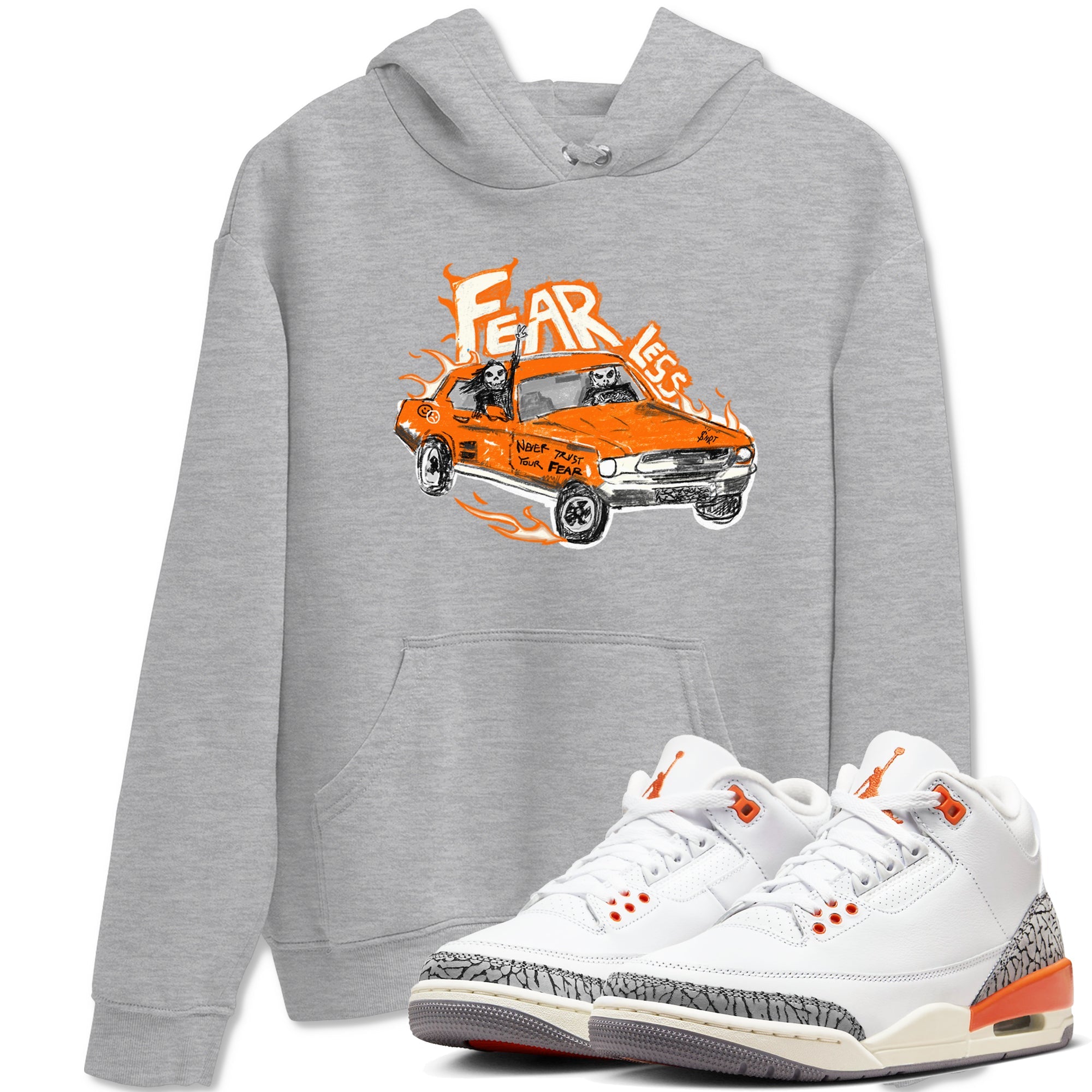 3s Georgia Peach shirt to match jordans Fearless Car sneaker tees Air Jordan 3 Georgia Peach Drip Gear Zone unisex cotton Heather Grey 1 crew neck shirt