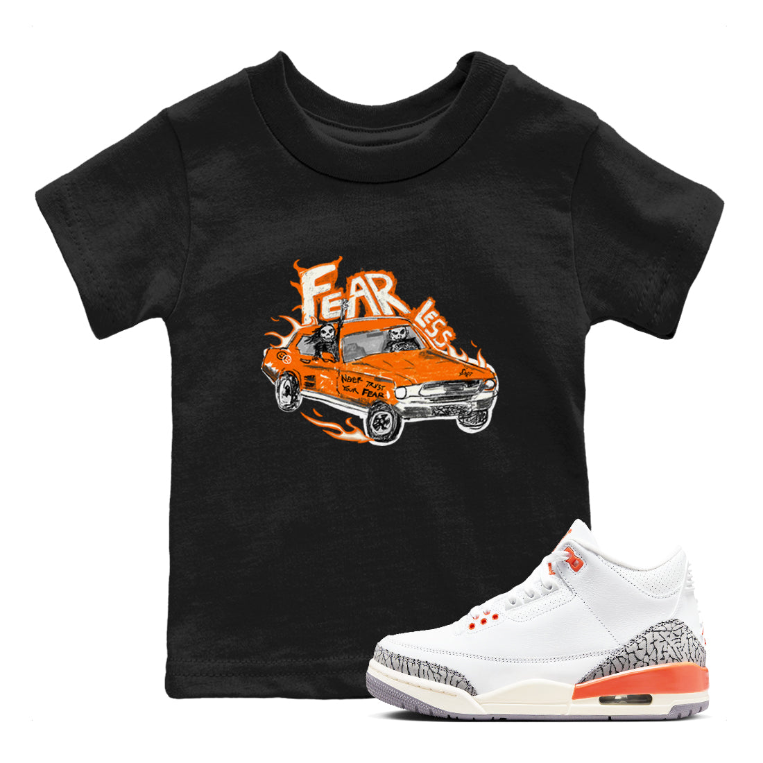 3s Georgia Peach shirt to match jordans Fearless Car sneaker tees Air Jordan 3 Georgia Peach Drip Gear Zone baby toddler Black 1 cotton Shirt