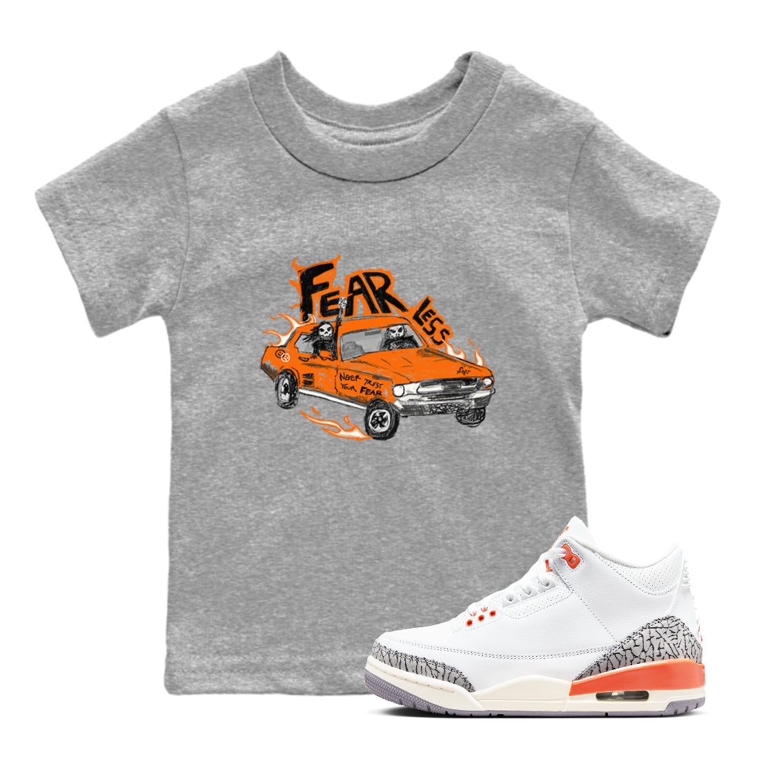 3s Georgia Peach shirt to match jordans Fearless Car sneaker tees Air Jordan 3 Georgia Peach Drip Gear Zone baby toddler Heather Grey 1 cotton Shirt