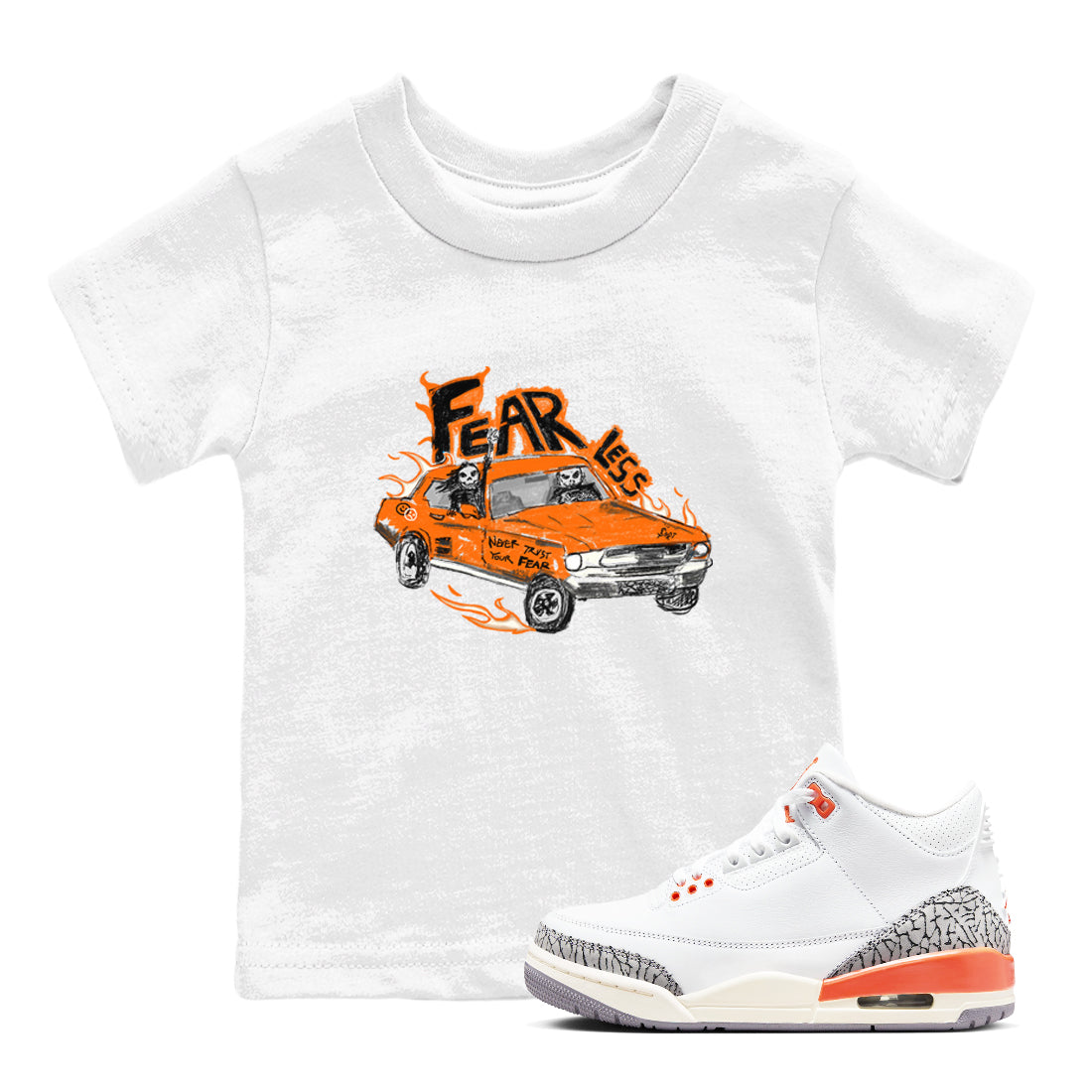 3s Georgia Peach shirt to match jordans Fearless Car sneaker tees Air Jordan 3 Georgia Peach Drip Gear Zone baby toddler White 1 cotton Shirt