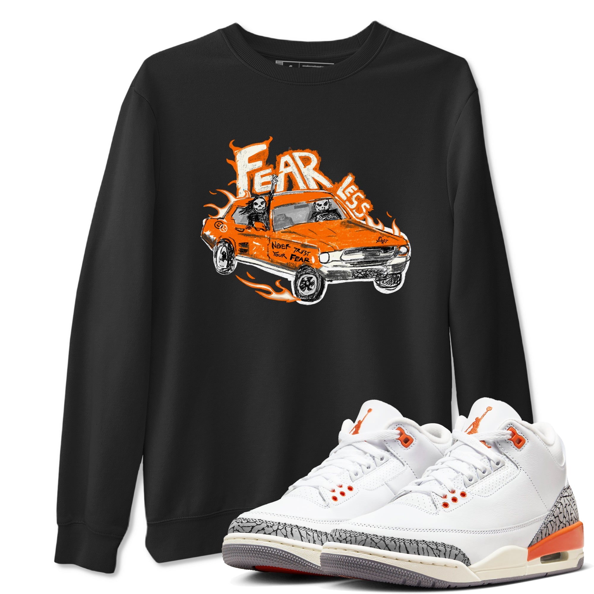 3s Georgia Peach shirt to match jordans Fearless Car sneaker tees Air Jordan 3 Georgia Peach Drip Gear Zone unisex cotton Black 1 crew neck shirt