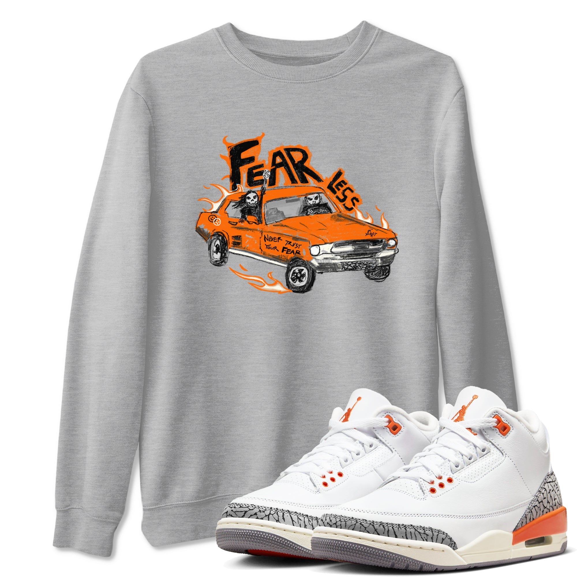 3s Georgia Peach shirt to match jordans Fearless Car sneaker tees Air Jordan 3 Georgia Peach Drip Gear Zone unisex cotton Heather Grey 1 crew neck shirt