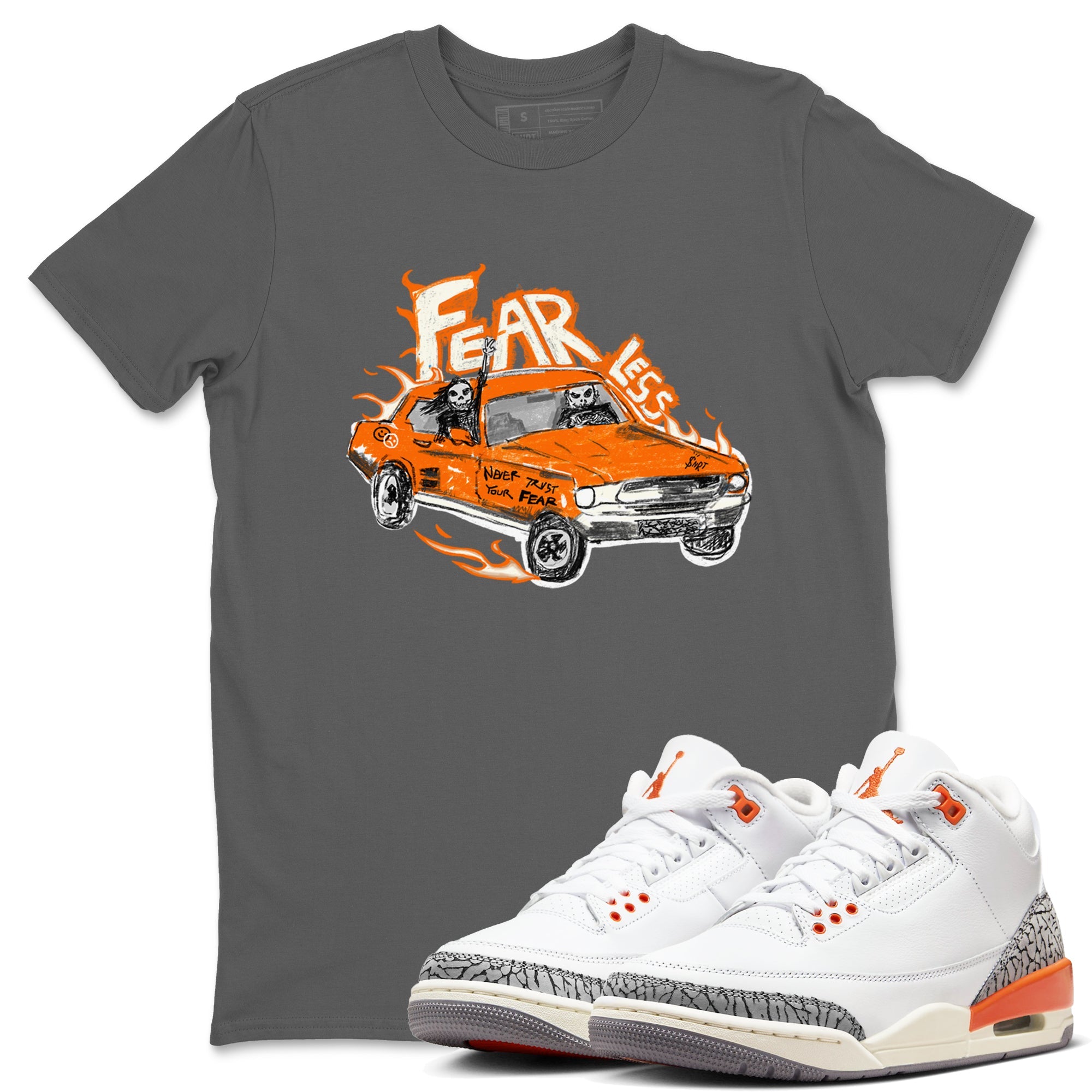 3s Georgia Peach shirt to match jordans Fearless Car sneaker tees Air Jordan 3 Georgia Peach Drip Gear Zone unisex cotton Cool Grey 1 crew neck shirt