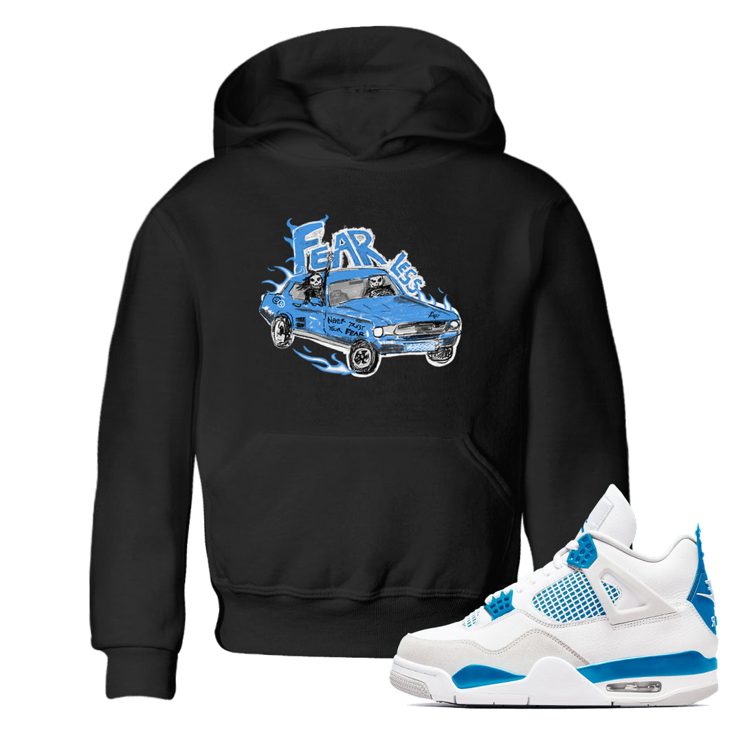4s Military Blue shirt to match jordans Fearless Car sneaker tees Air Jordan 4 Military Blue Drip Gear Zone baby toddler Black 1 cotton Shirt