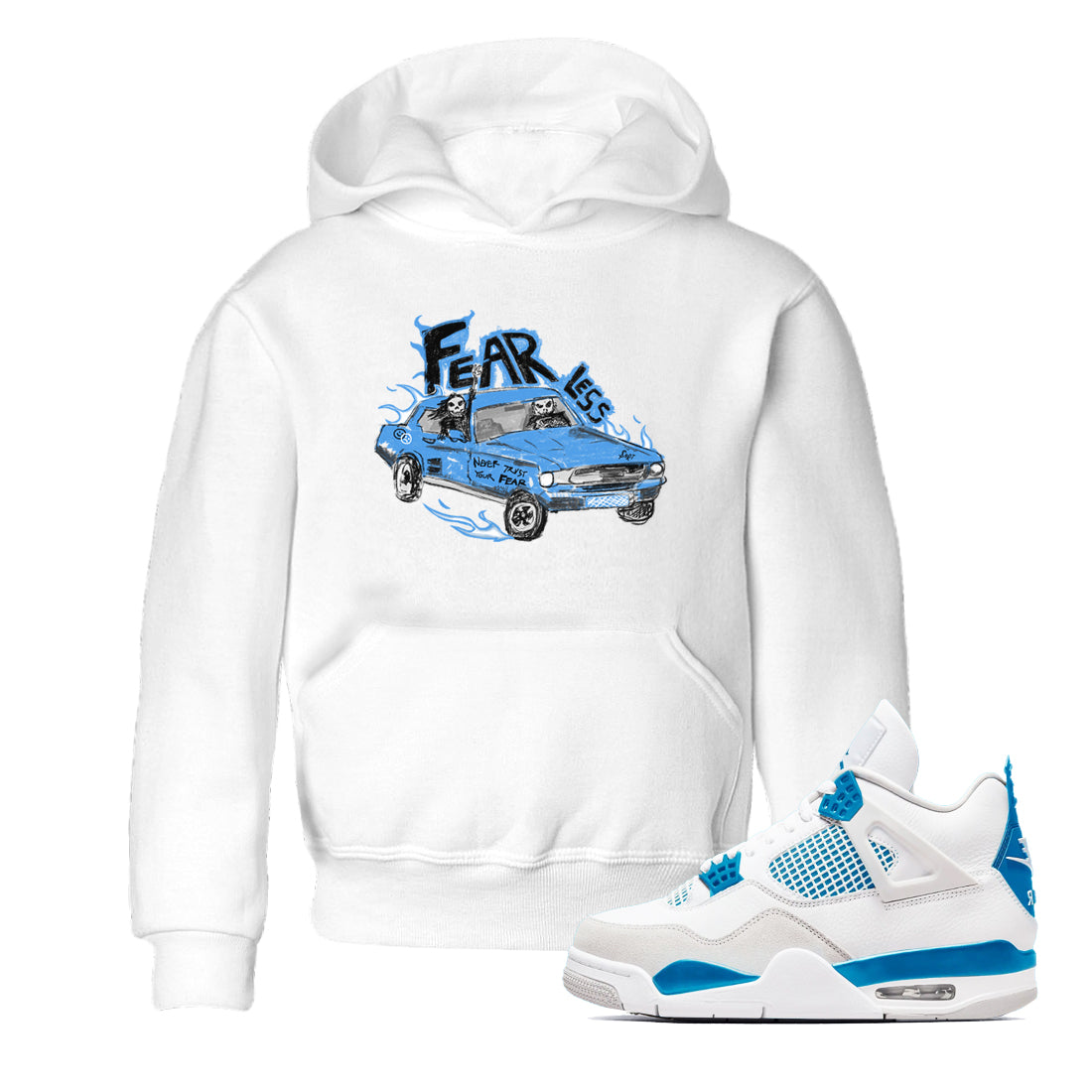 4s Military Blue shirt to match jordans Fearless Car sneaker tees Air Jordan 4 Military Blue Drip Gear Zone baby toddler White 1 cotton Shirt