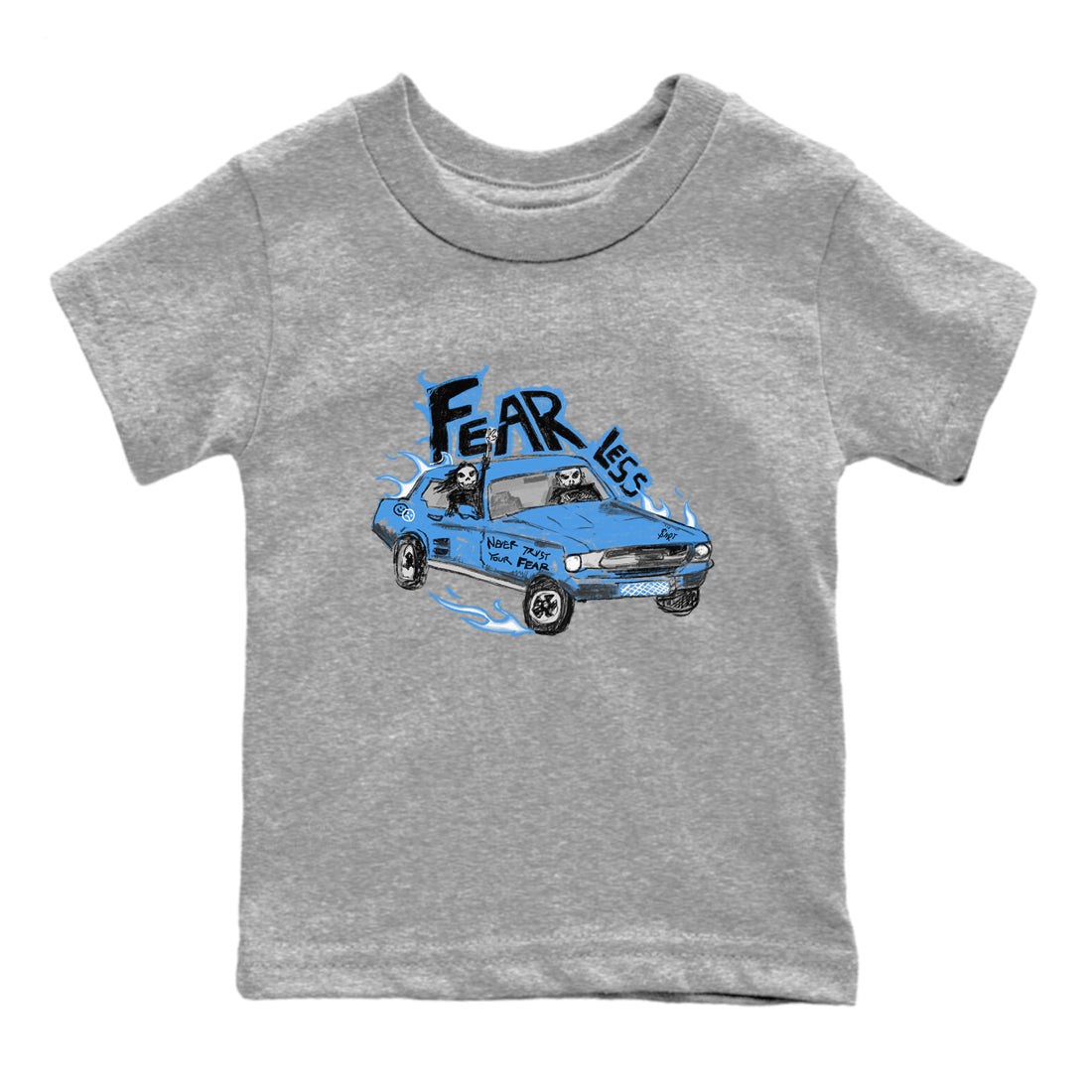 4s Military Blue shirt to match jordans Fearless Car sneaker tees Air Jordan 4 Military Blue Drip Gear Zone baby toddler Heather Grey 2 cotton Shirt