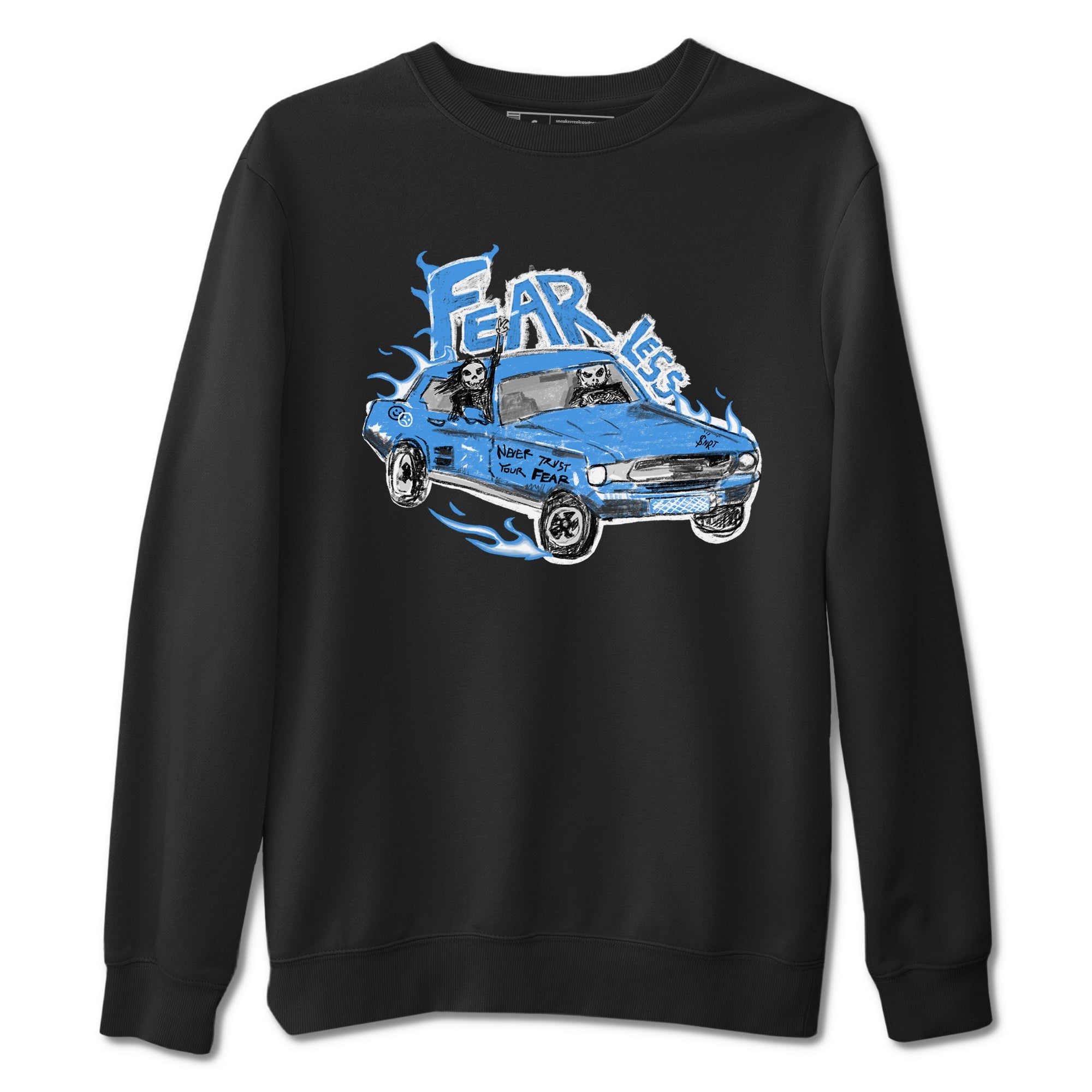 4s Military Blue shirt to match jordans Fearless Car sneaker tees Air Jordan 4 Military Blue Drip Gear Zone unisex cotton Black 2 crew neck shirt