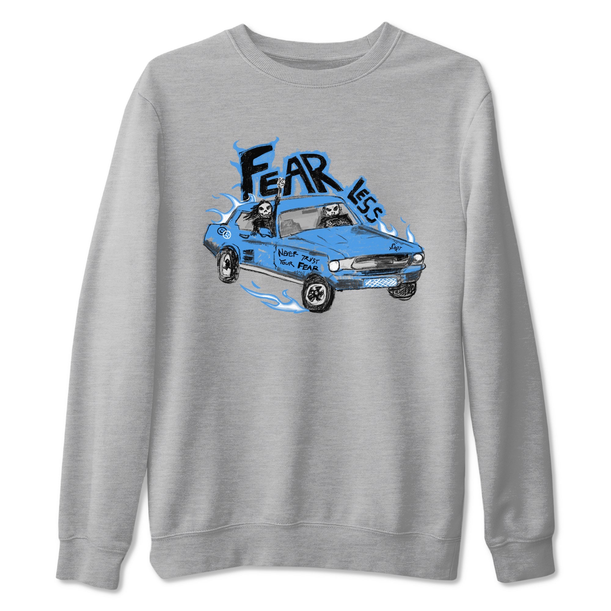 4s Military Blue shirt to match jordans Fearless Car sneaker tees Air Jordan 4 Military Blue Drip Gear Zone unisex cotton Heather Grey 2 crew neck shirt