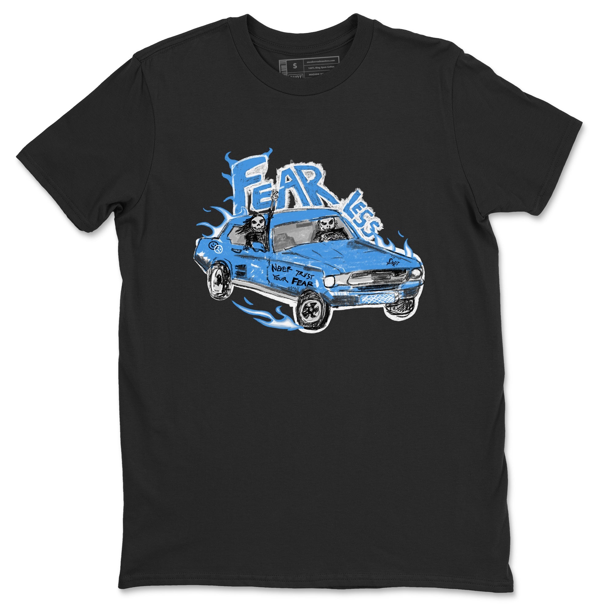4s Military Blue shirt to match jordans Fearless Car sneaker tees Air Jordan 4 Military Blue Drip Gear Zone unisex cotton Black 2 crew neck shirt