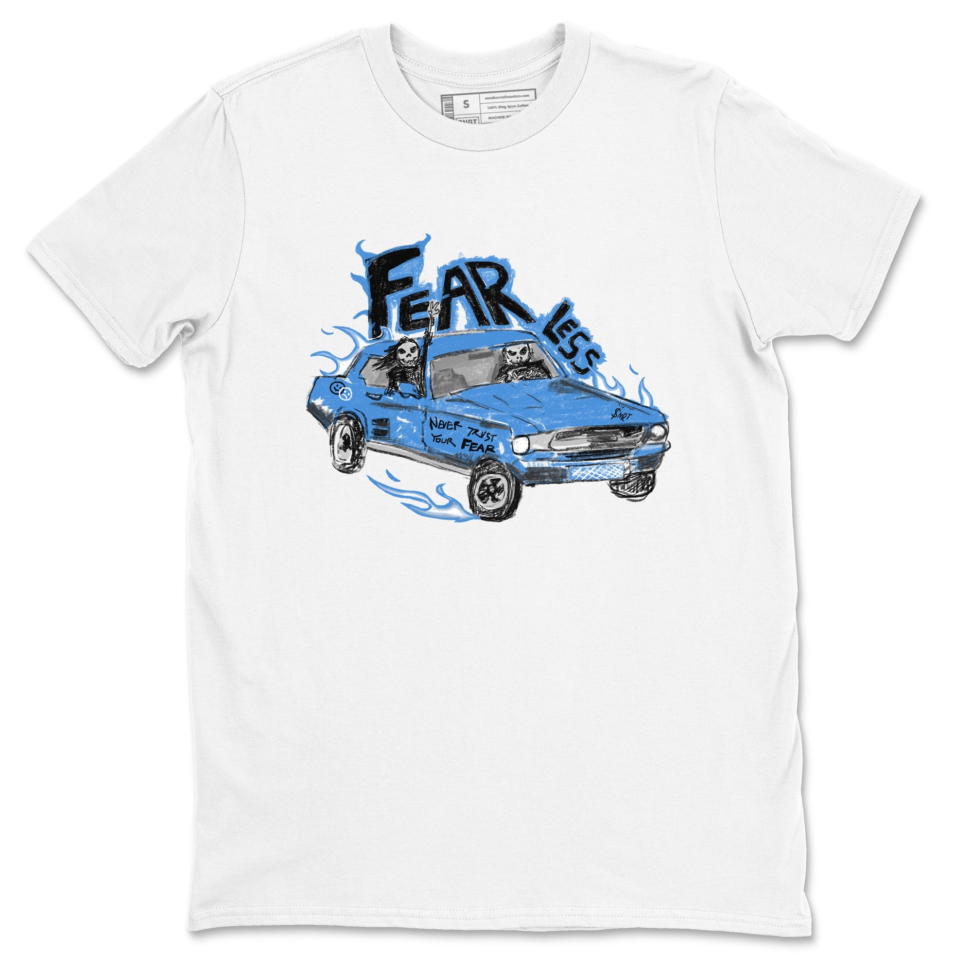 4s Military Blue shirt to match jordans Fearless Car sneaker tees Air Jordan 4 Military Blue Drip Gear Zone unisex cotton White 2 crew neck shirt