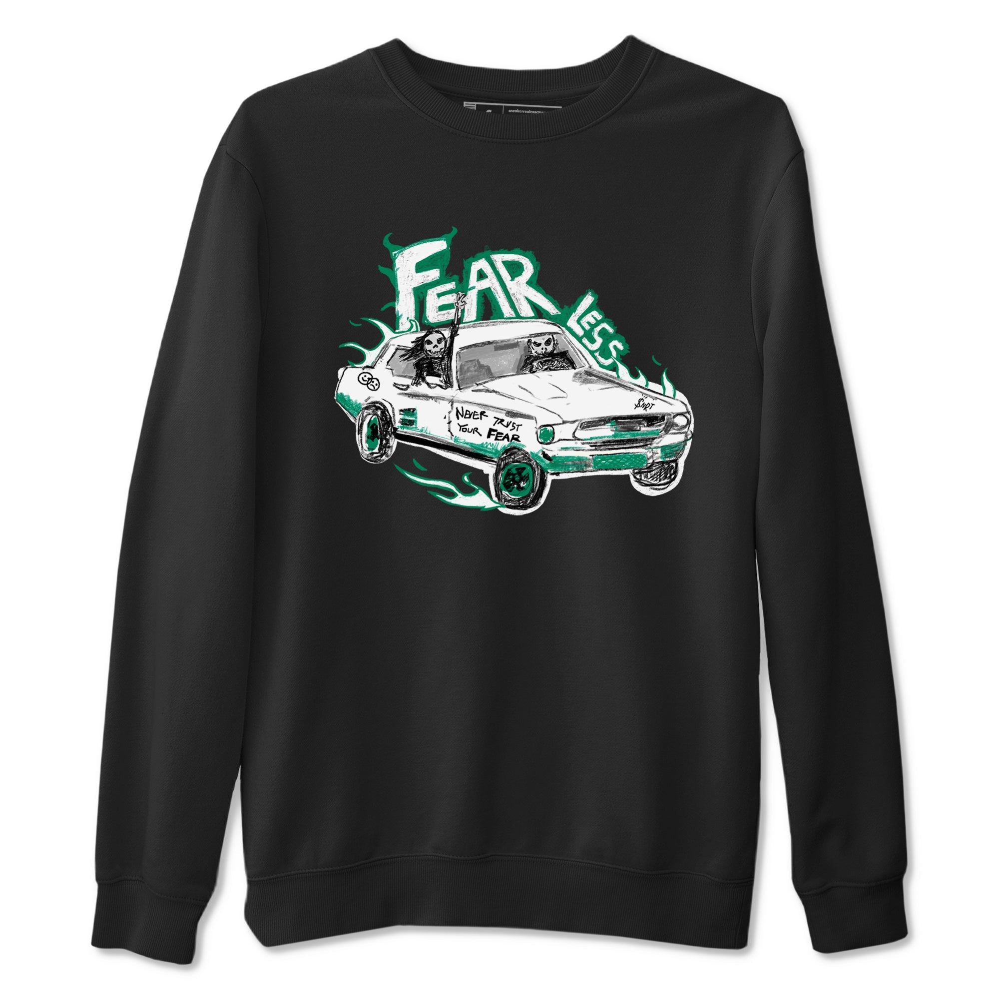 4s Oxidized Green shirts to match jordans Fearless Car sneaker match tees Air Jordan 4 Oxidized Green Drip Gear Zone streetwear brand Black 2 unisex cotton tee