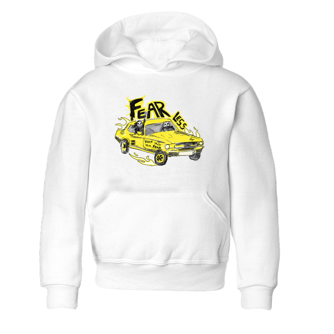 AJ4 Vivid Sulfur shirt to match jordans Fearless Car sneaker tees Air Jordan 4 Vivid Sulfur Drip Gear Zone baby toddler White 2 cotton Shirt