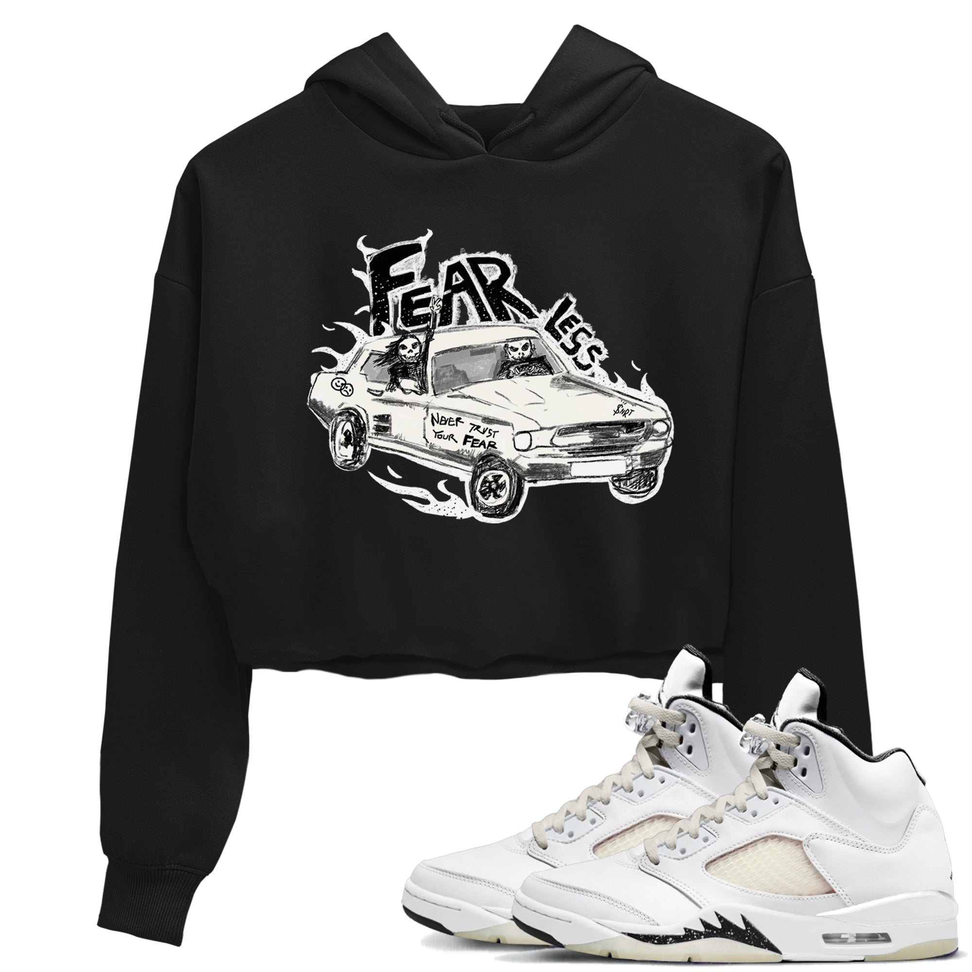 5s Sail shirt to match jordans Fearless Car sneaker tees Air Jordan 5 Sail Drip Gear Zone Black 1 crop length shirt