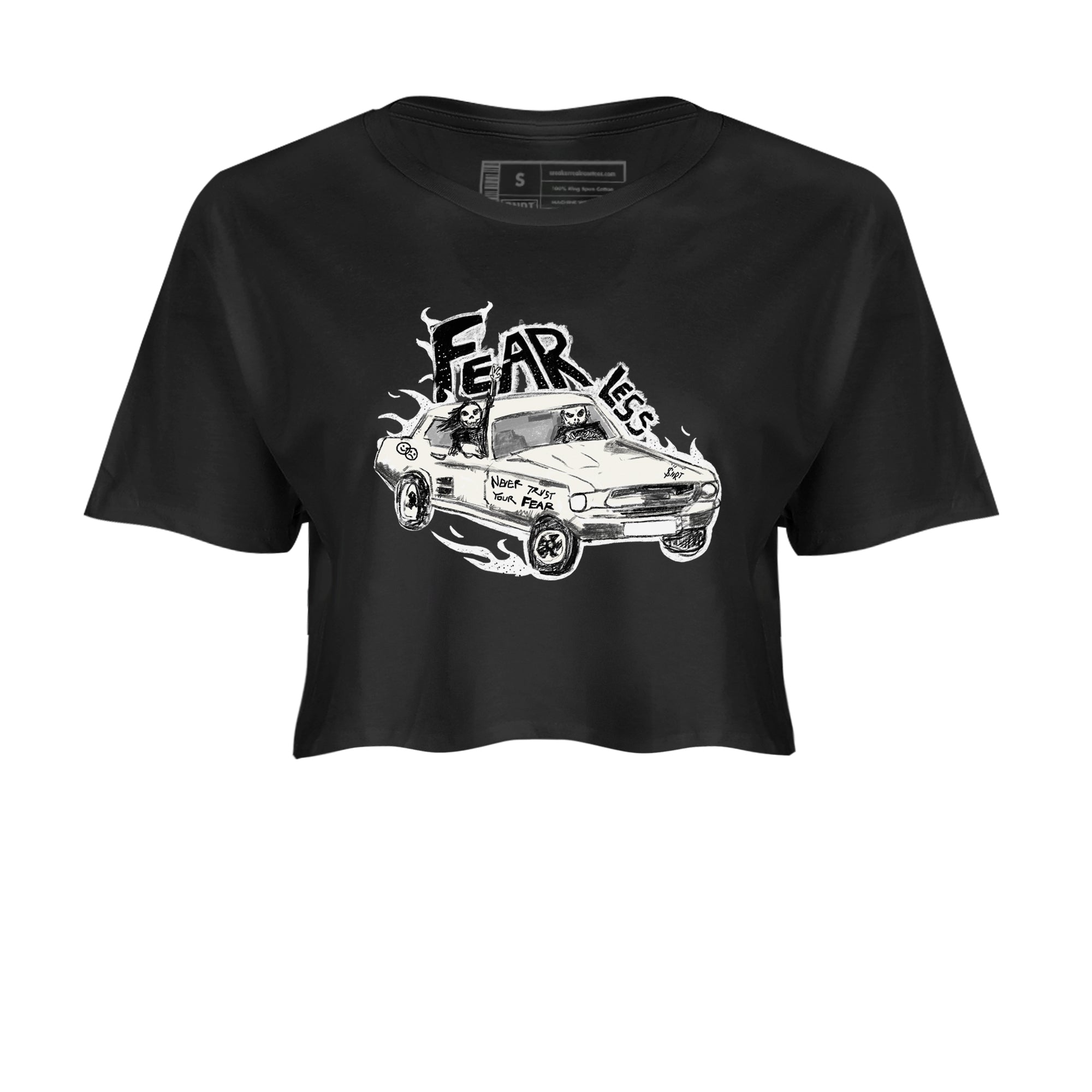 5s Sail shirt to match jordans Fearless Car sneaker tees Air Jordan 5 Sail Drip Gear Zone Black 2 crop length shirt