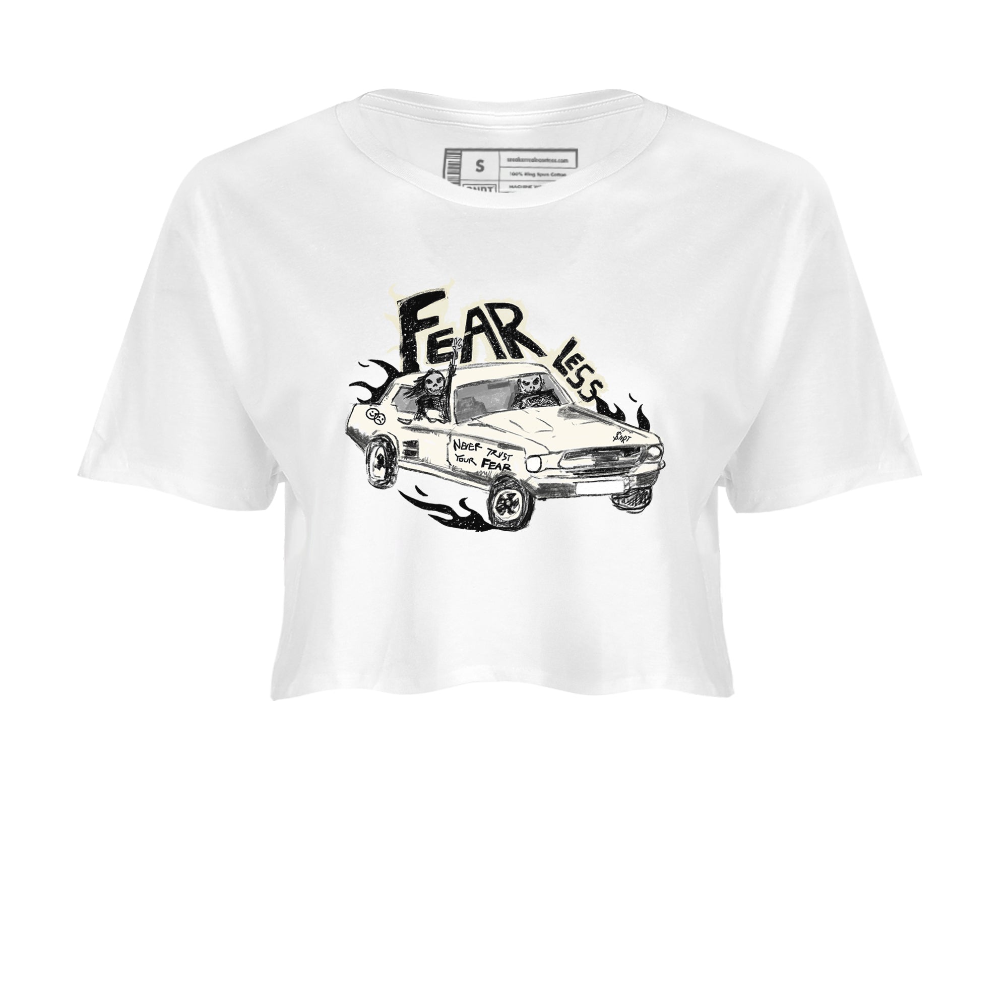 5s Sail shirt to match jordans Fearless Car sneaker tees Air Jordan 5 Sail Drip Gear Zone White 2 crop length shirt