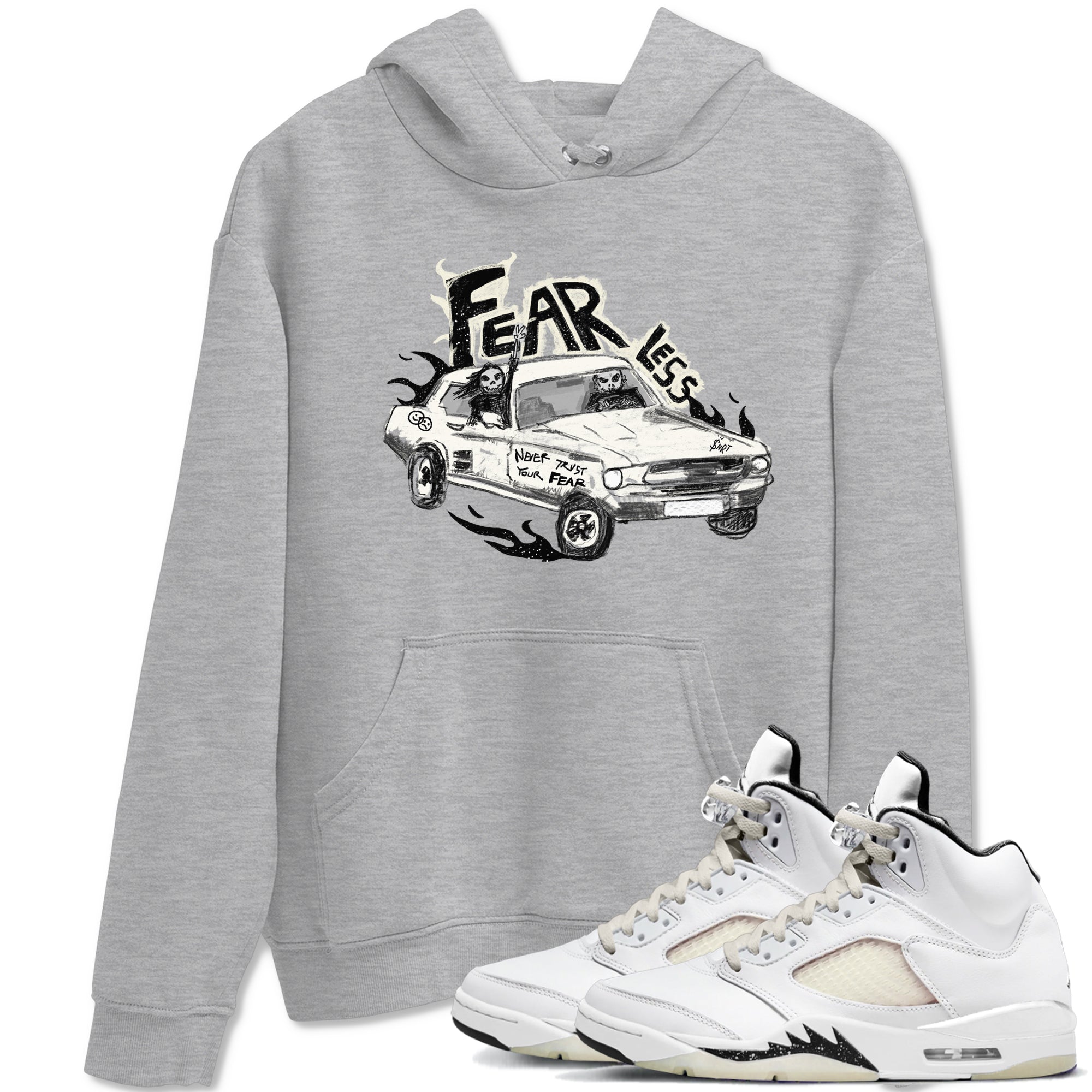 5s Sail shirt to match jordans Fearless Car sneaker tees Air Jordan 5 Sail Drip Gear Zone unisex cotton Heather Grey 1 crew neck shirt
