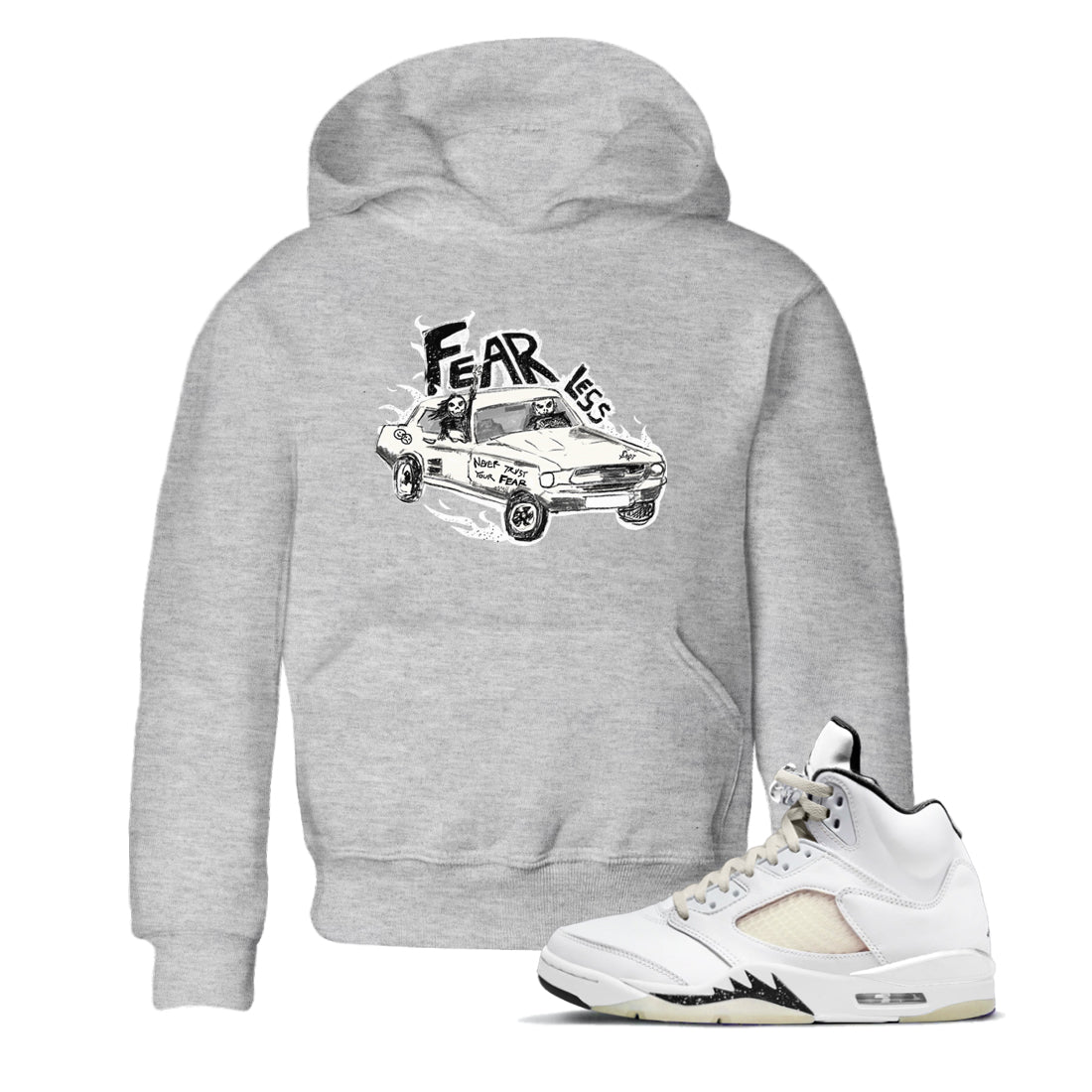 5s Sail shirt to match jordans Fearless Car sneaker tees Air Jordan 5 Sail Drip Gear Zone baby toddler Heather Grey 1 cotton Shirt