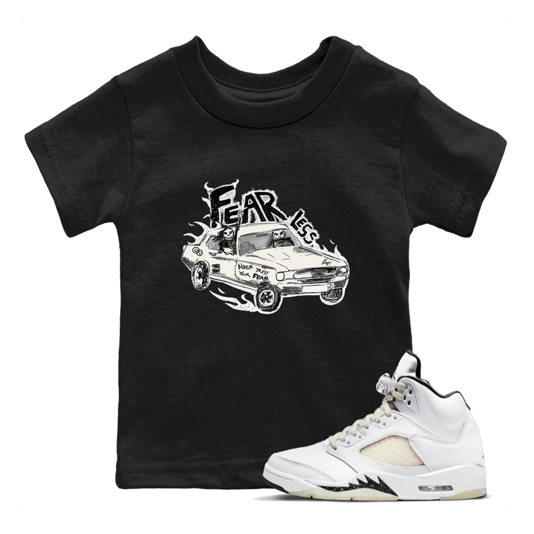 5s Sail shirt to match jordans Fearless Car sneaker tees Air Jordan 5 Sail Drip Gear Zone baby toddler Black 1 cotton Shirt
