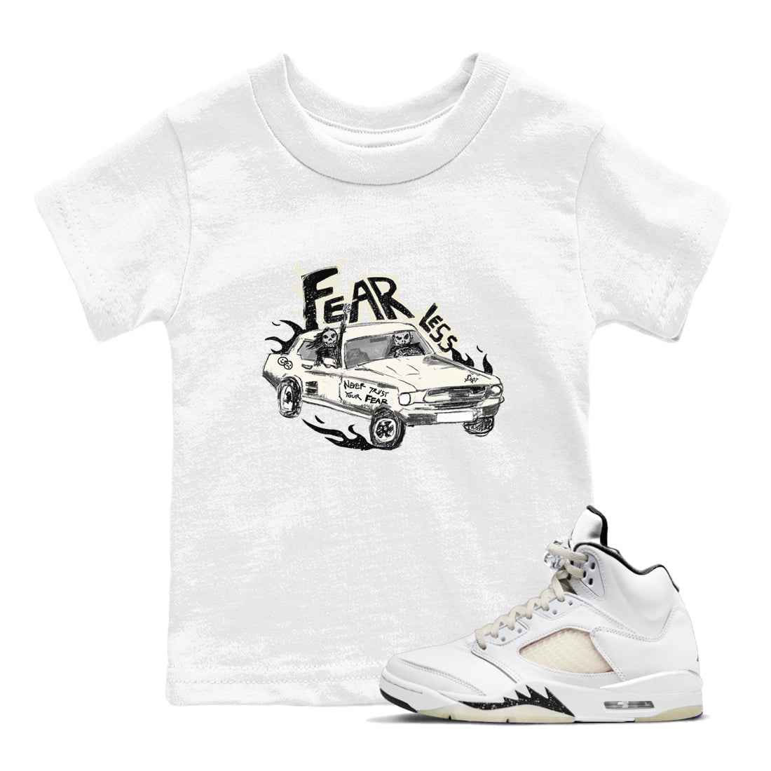 5s Sail shirt to match jordans Fearless Car sneaker tees Air Jordan 5 Sail Drip Gear Zone baby toddler White 1 cotton Shirt