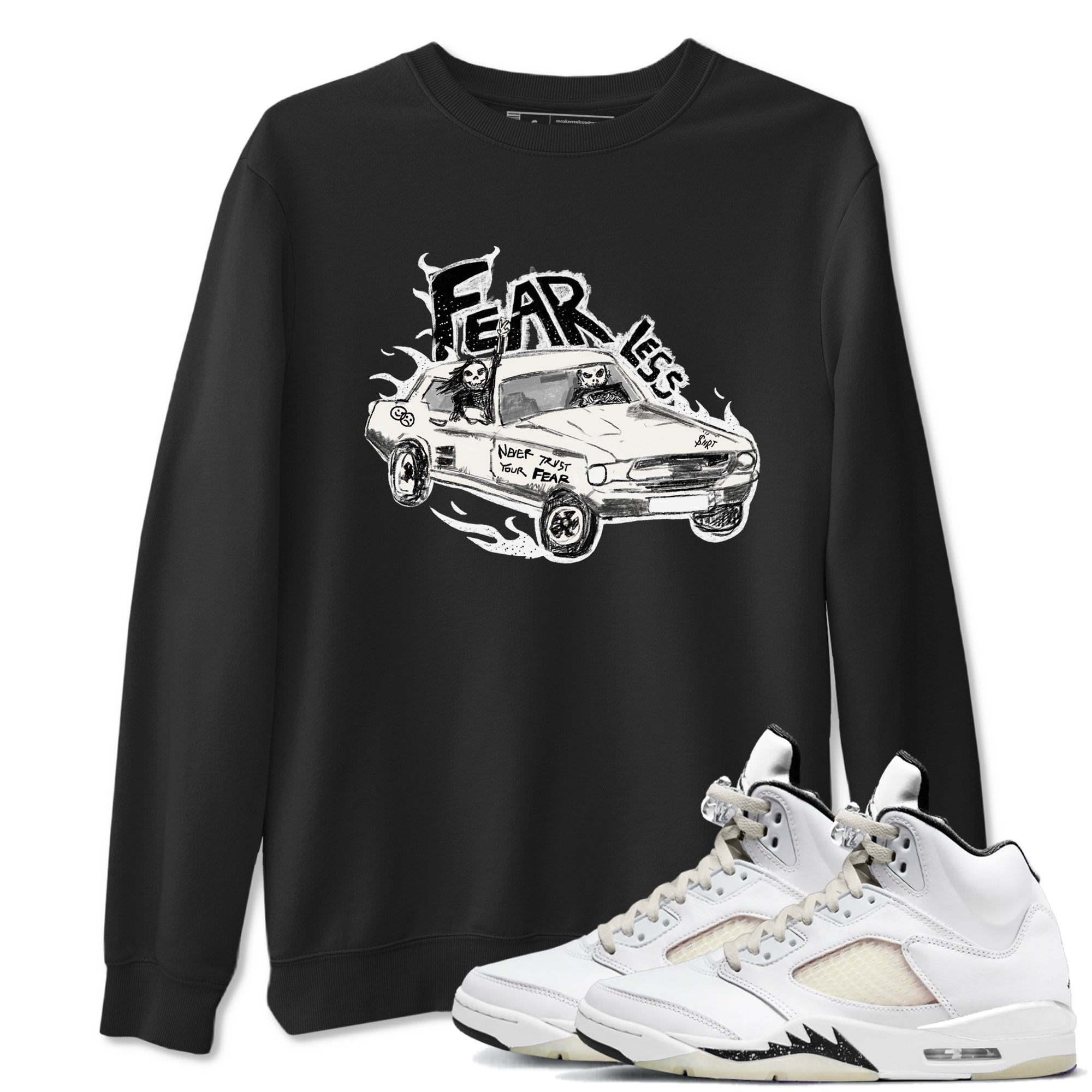 5s Sail shirt to match jordans Fearless Car sneaker tees Air Jordan 5 Sail Drip Gear Zone unisex cotton Black 1 crew neck shirt
