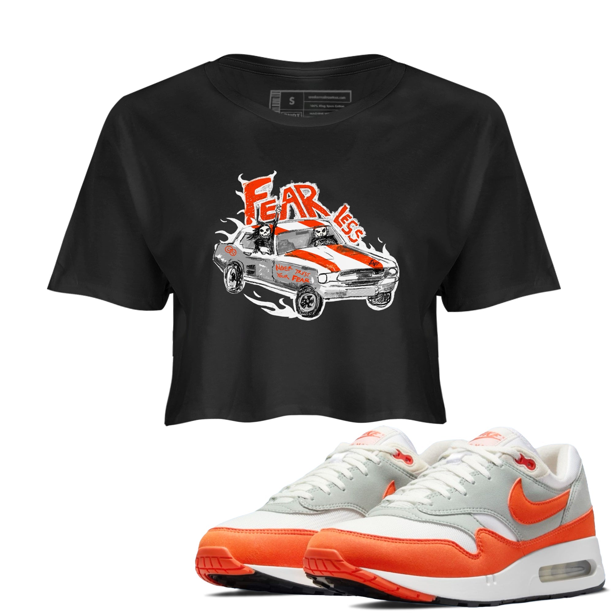 Air Max 1 OG '86 'Summit White and Cosmic Clay shirts to match jordans Fearless Car sneaker match tees Air Max 1 Cosmic Clay match shoes to clothes Drip Gear Zone unisex cotton Black 1 crop tee