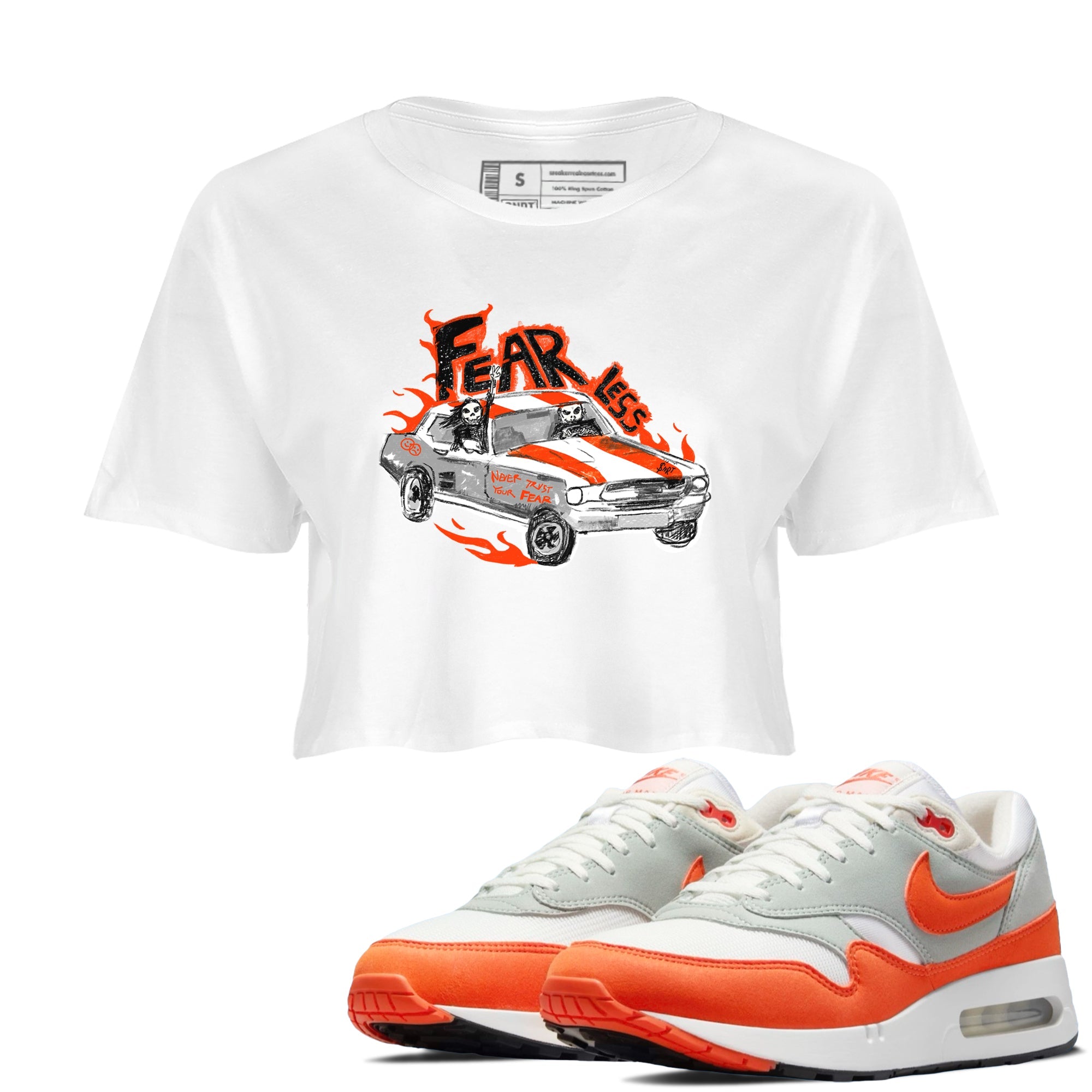 Air Max 1 OG '86 'Summit White and Cosmic Clay shirts to match jordans Fearless Car sneaker match tees Air Max 1 Cosmic Clay match shoes to clothes Drip Gear Zone unisex cotton White 1 crop tee