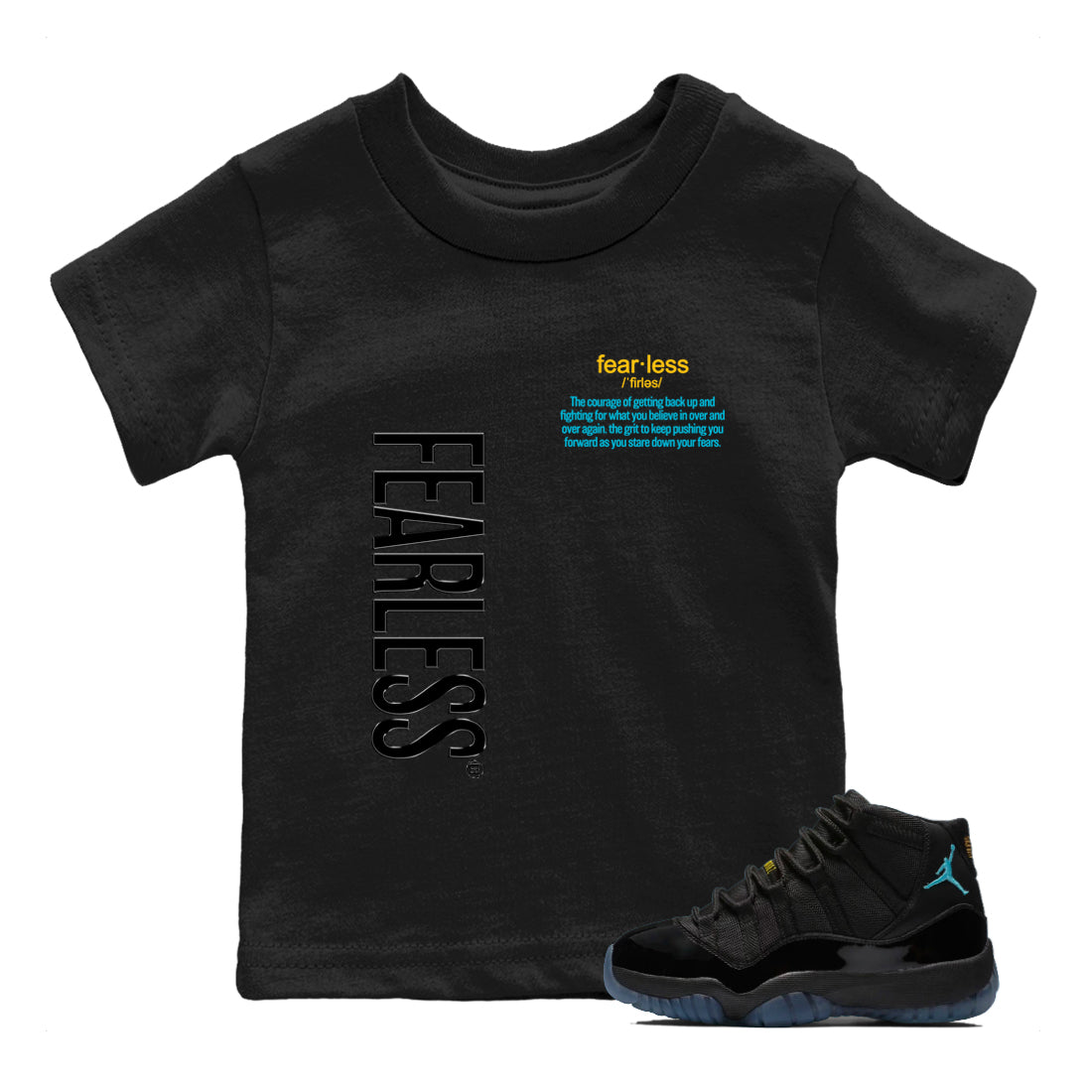 Sneaker Threads  Sneaker Tees To Match Air Jordan 11 Retro Gamma  Fearless Definition Youth Graphic Tee Black 1. Perfect for Jordan releases 2025 colorways.