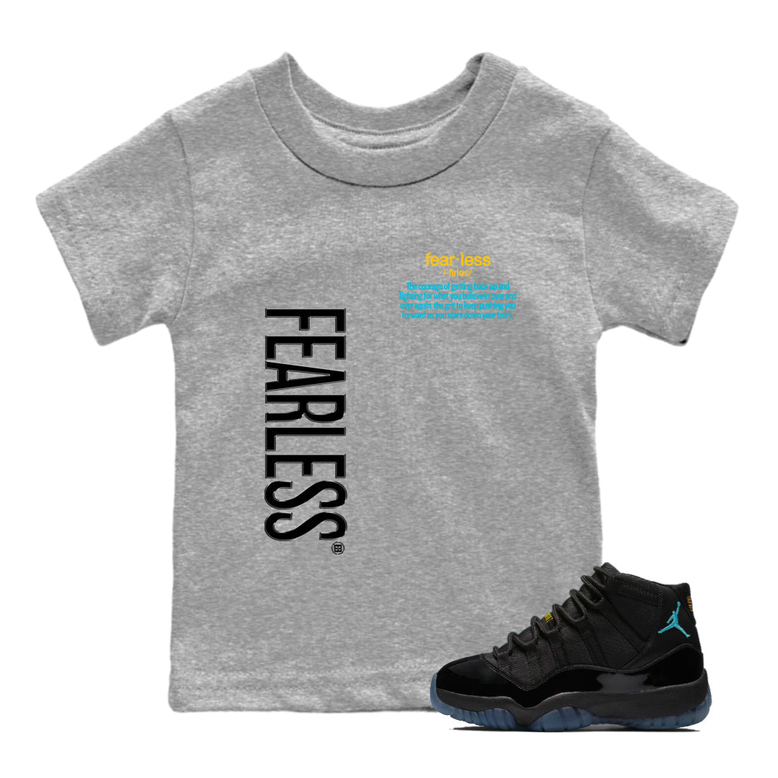 Sneaker Threads  Sneaker Tees To Match Air Jordan 11 Retro Gamma  Fearless Definition Youth Graphic Tee Heather Grey 1. Perfect for Jordan releases 2025 colorways.