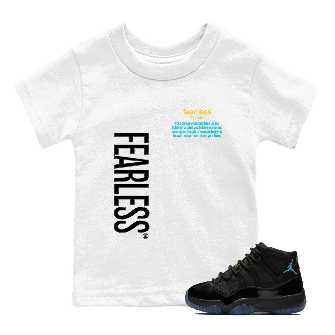 Sneaker Threads  Sneaker Tees To Match Air Jordan 11 Retro Gamma  Fearless Definition Youth Graphic Tee White 1. Perfect for Jordan releases 2025 colorways.