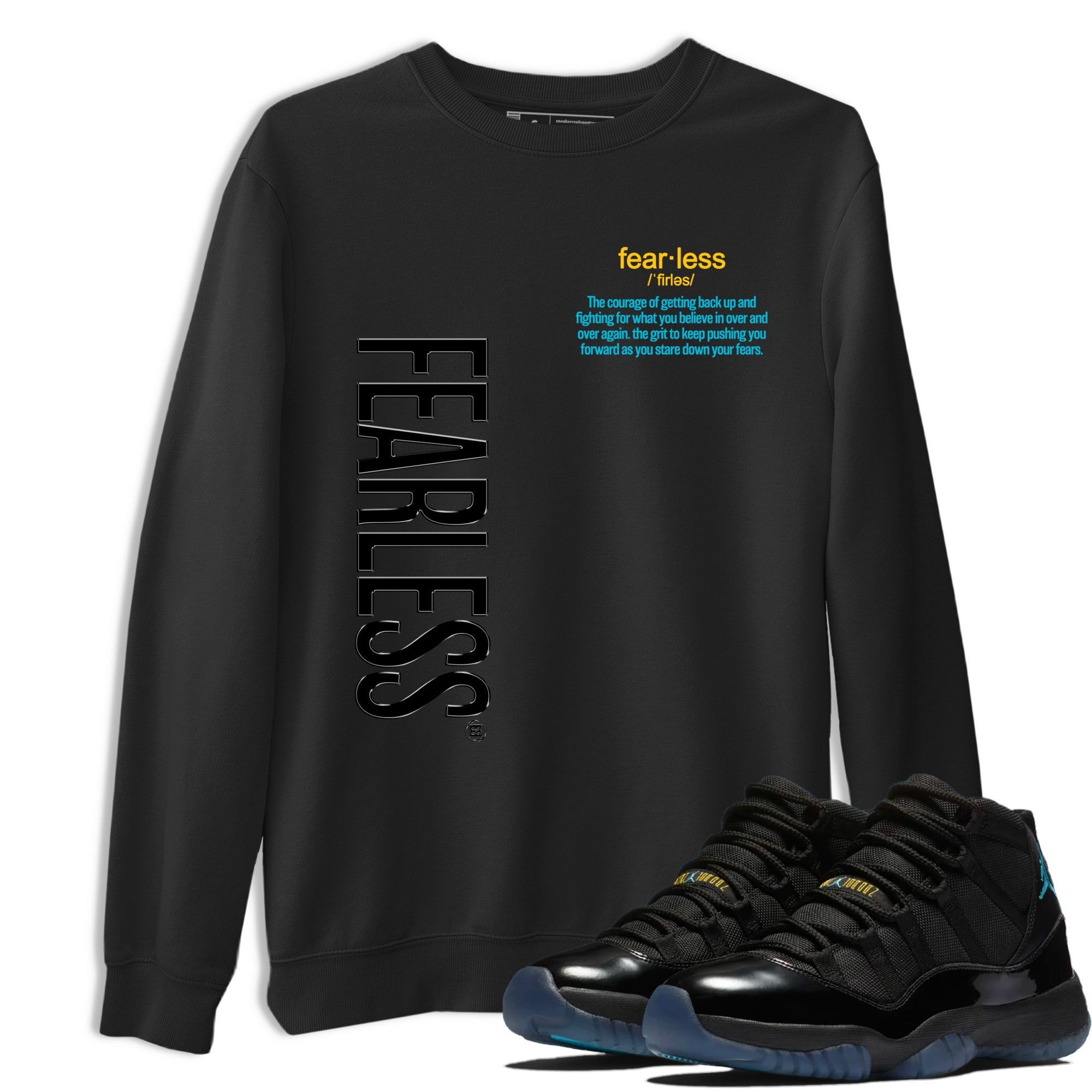 Sneaker Threads  Sneaker Tees To Match Air Jordan 11 Retro Gamma  Fearless Definition Graphic Tee Black 1. Perfect for Jordan releases 2025 colorways.