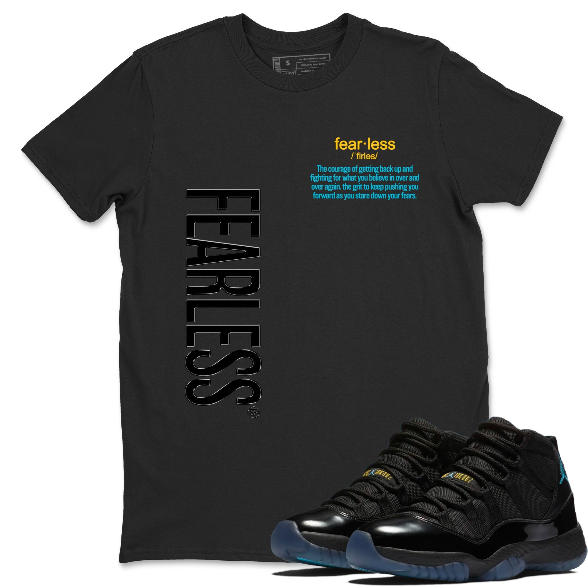 Sneaker Threads  Sneaker Tees To Match Air Jordan 11 Retro Gamma  Fearless Definition Graphic Tee Black 1. Perfect for Jordan releases 2025 colorways.