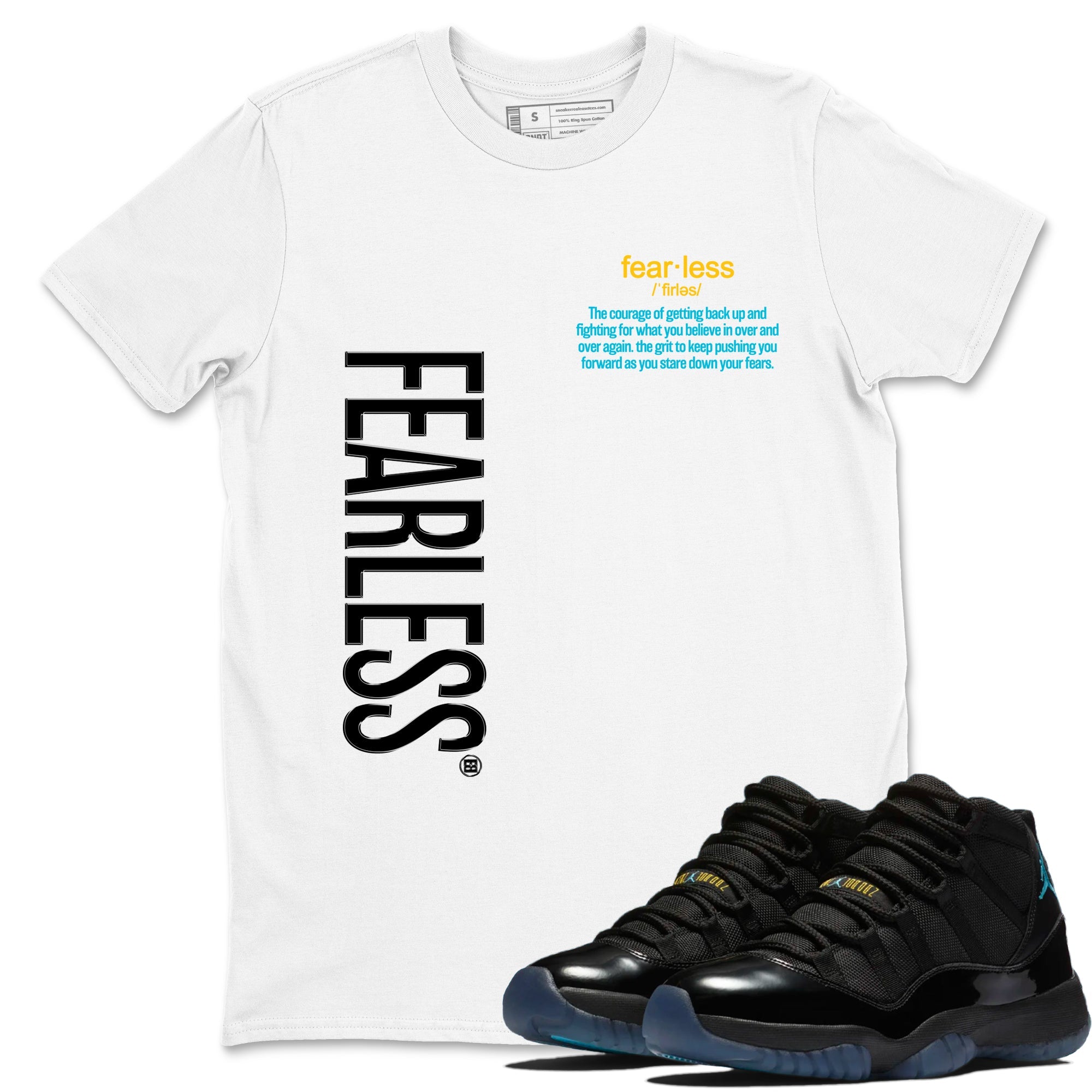 Sneaker Threads  Sneaker Tees To Match Air Jordan 11 Retro Gamma  Fearless Definition Graphic Tee White 1. Perfect for Jordan releases 2025 colorways.