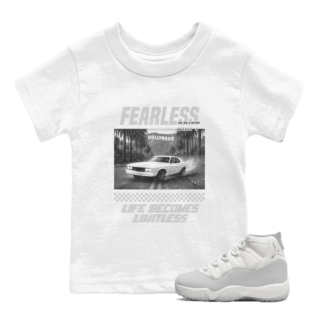 11s Grand Finale Sneaker match tees  Sneaker Tees To Match Jordan 11 Grand Finale Sneakers  Fearless Drift Kids Graphic T-Shirt White 1