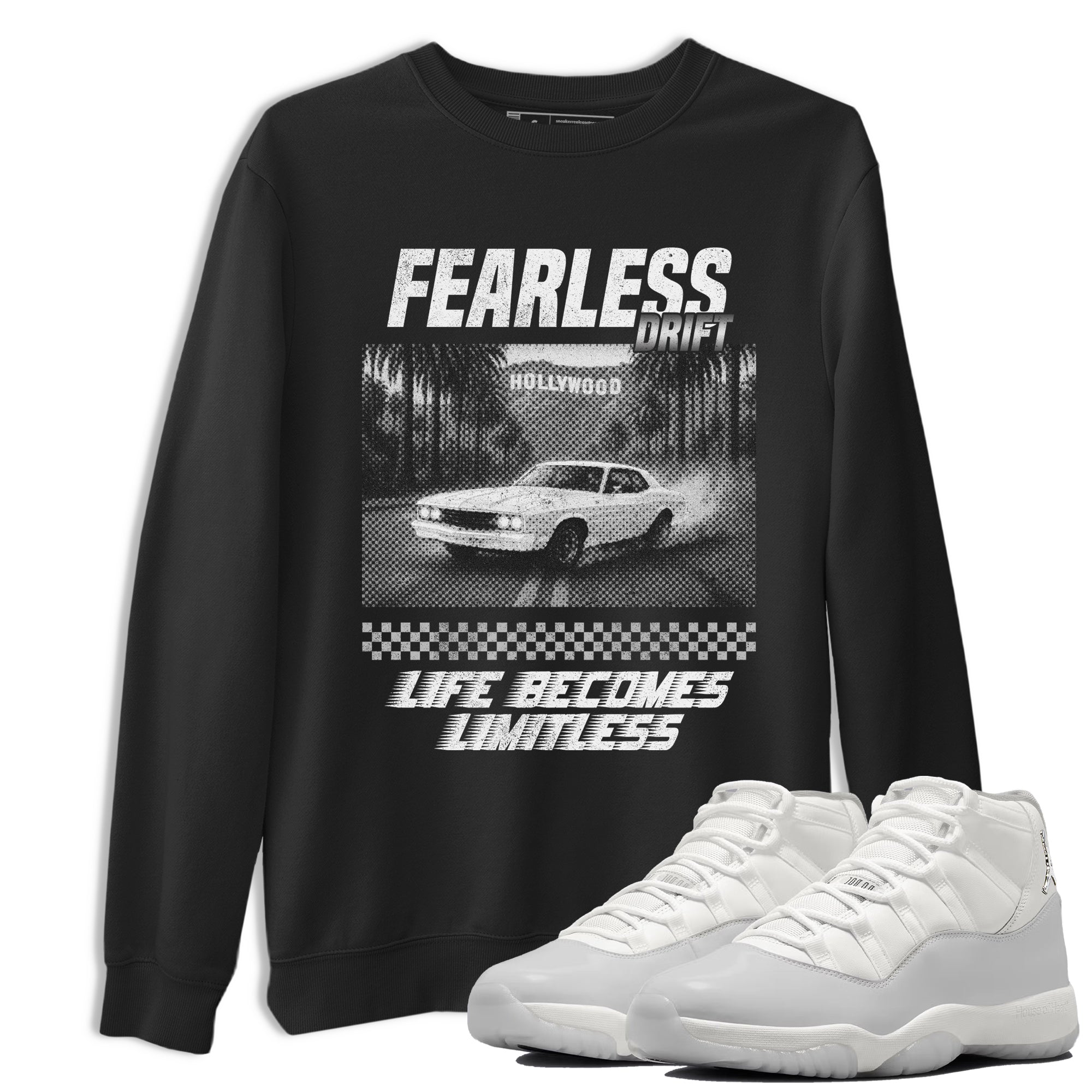11s Grand Finale Sneaker match tees  Sneaker Tees To Match Jordan 11 Grand Finale Sneakers  Fearless Drift Graphic Tee Black 1