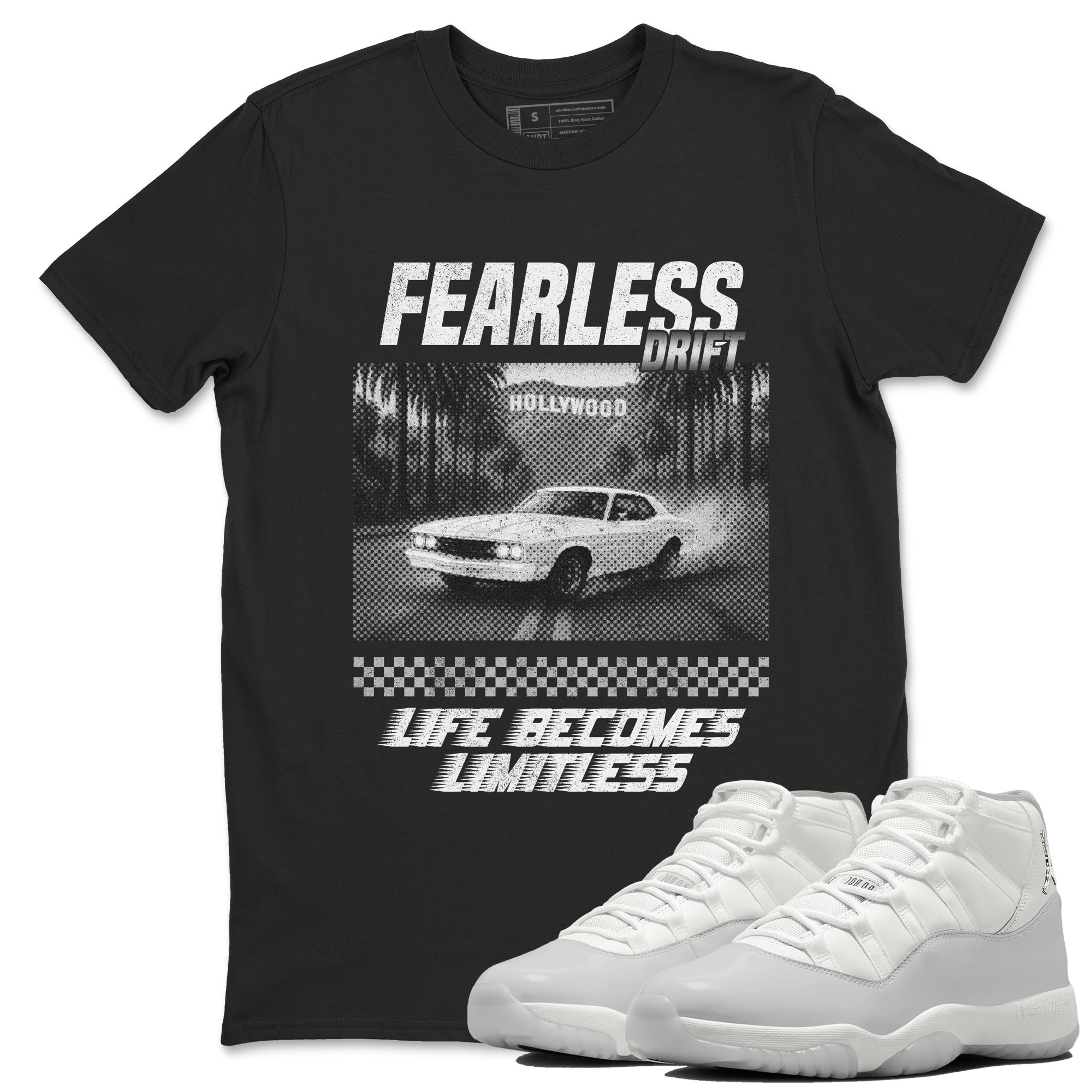11s Grand Finale Sneaker match tees  Sneaker Tees To Match Jordan 11 Grand Finale Sneakers  Fearless Drift Graphic Tee Black 1