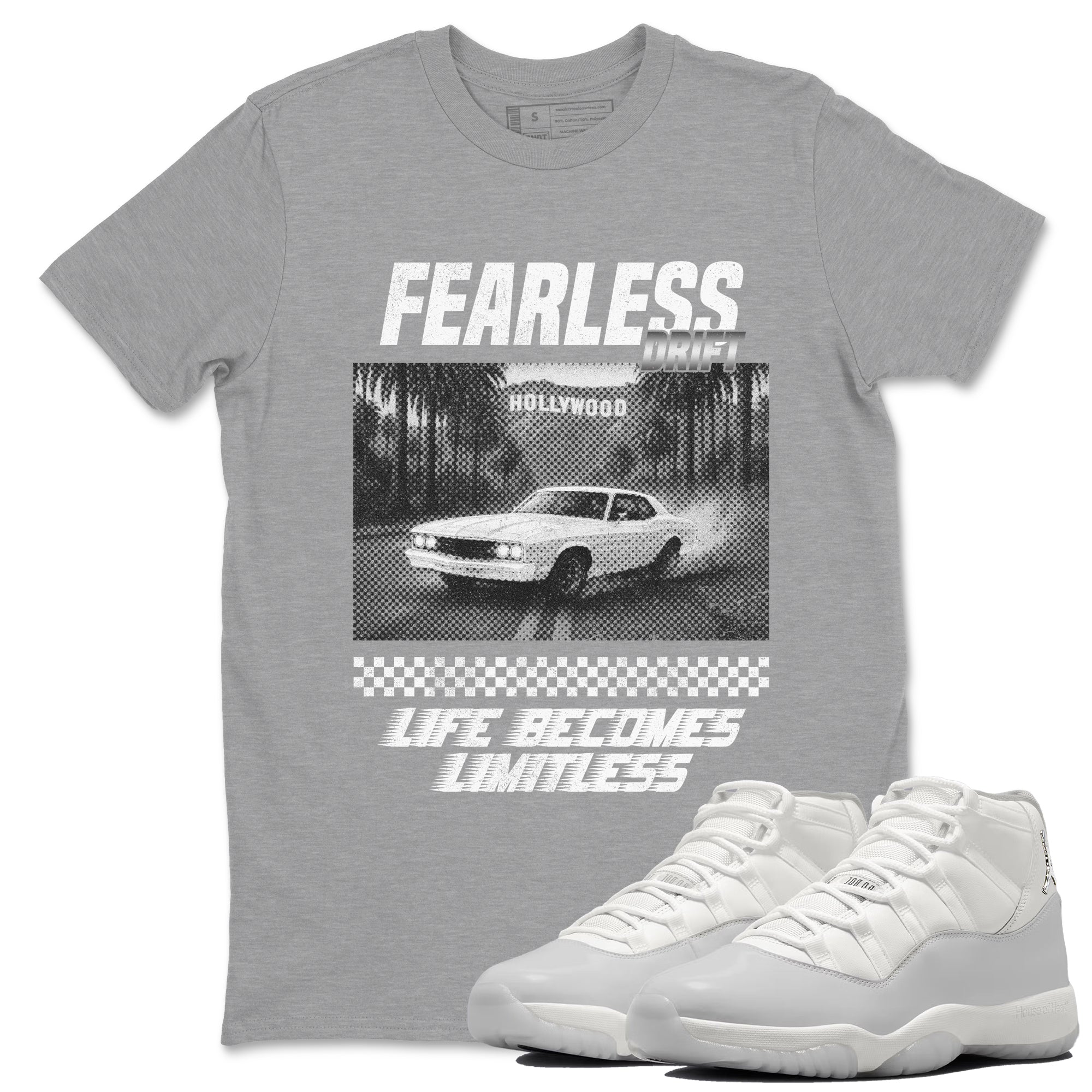 11s Grand Finale Sneaker match tees  Sneaker Tees To Match Jordan 11 Grand Finale Sneakers  Fearless Drift Graphic Tee Heather Grey 1