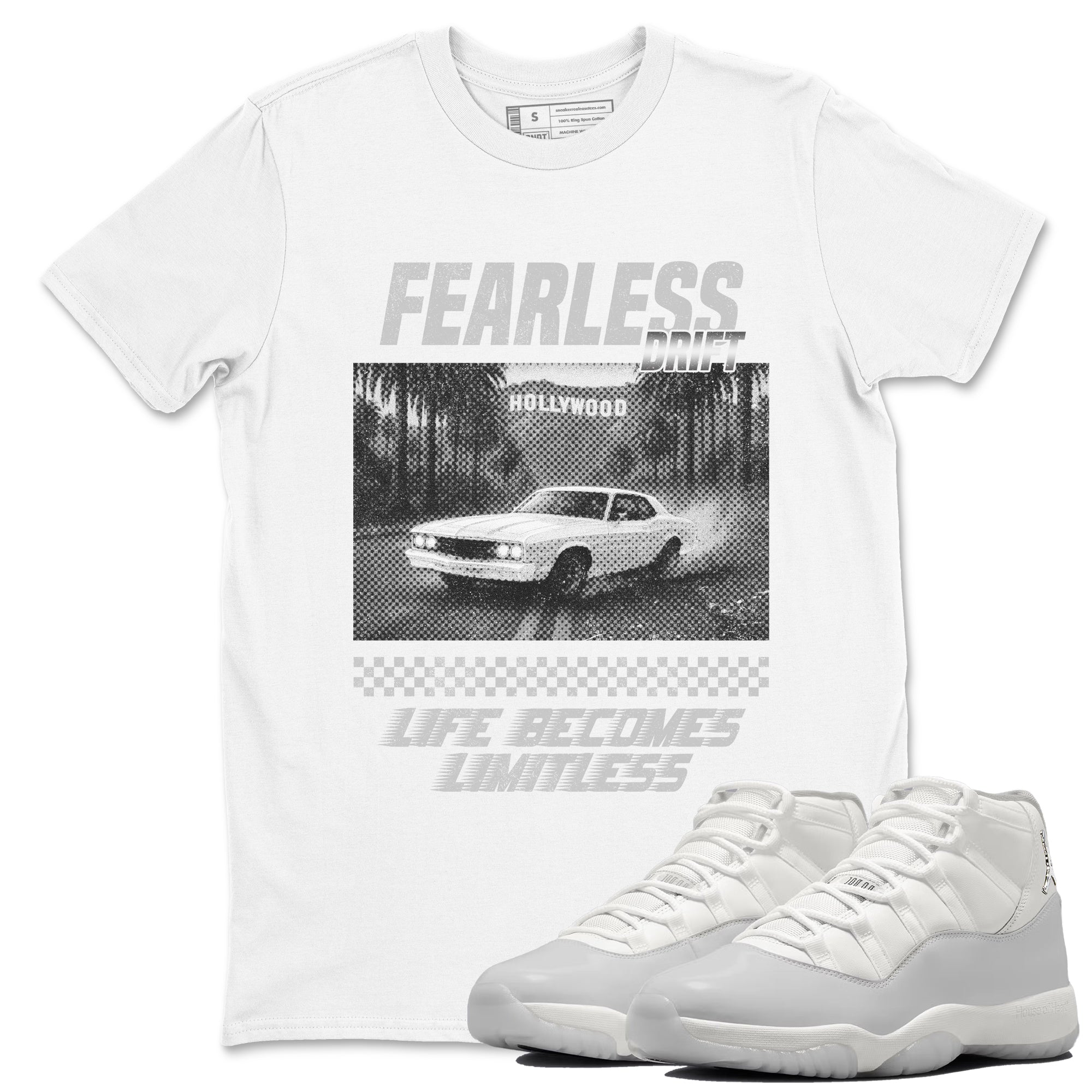 11s Grand Finale Sneaker match tees  Sneaker Tees To Match Jordan 11 Grand Finale Sneakers  Fearless Drift Graphic Tee White 1