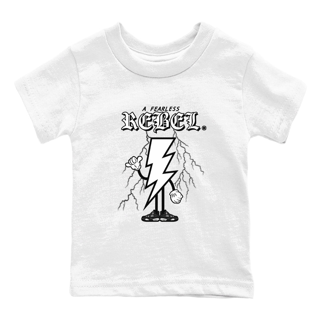AJ4 White Thunder shirts to match jordans Fearless Rebel sneaker match tees Air Jordan 4 White Thunder Drip Gear Zone streetwear brand Baby and Youth White 2 cotton tee