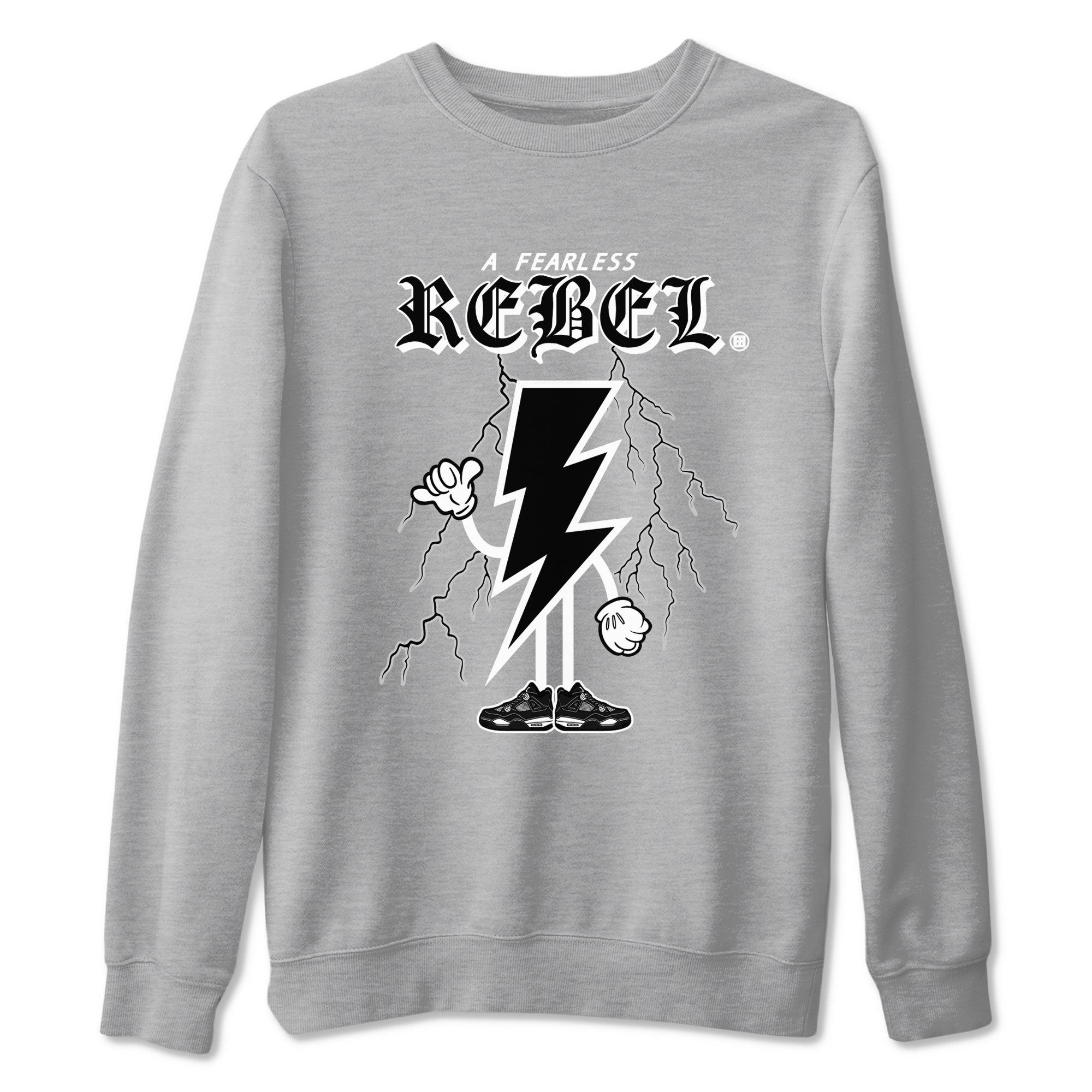 AJ4 White Thunder shirts to match jordans Fearless Rebel sneaker match tees Air Jordan 4 White Thunder Drip Gear Zone streetwear brand Heather Grey 2 unisex cotton tee