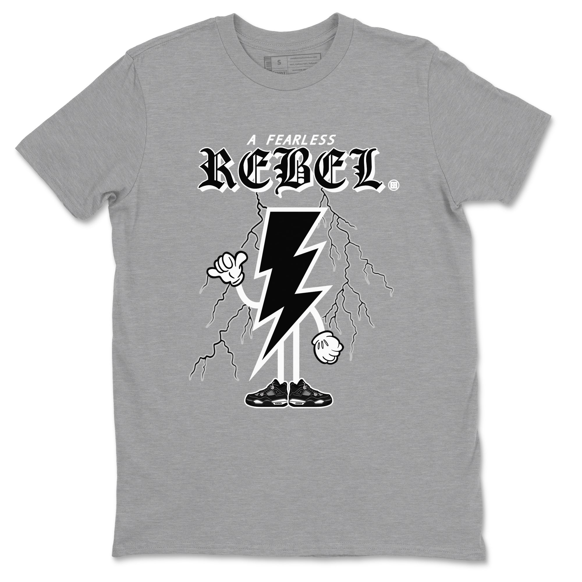 AJ4 White Thunder shirts to match jordans Fearless Rebel sneaker match tees Air Jordan 4 White Thunder Drip Gear Zone streetwear brand Heather Grey 2 unisex cotton tee