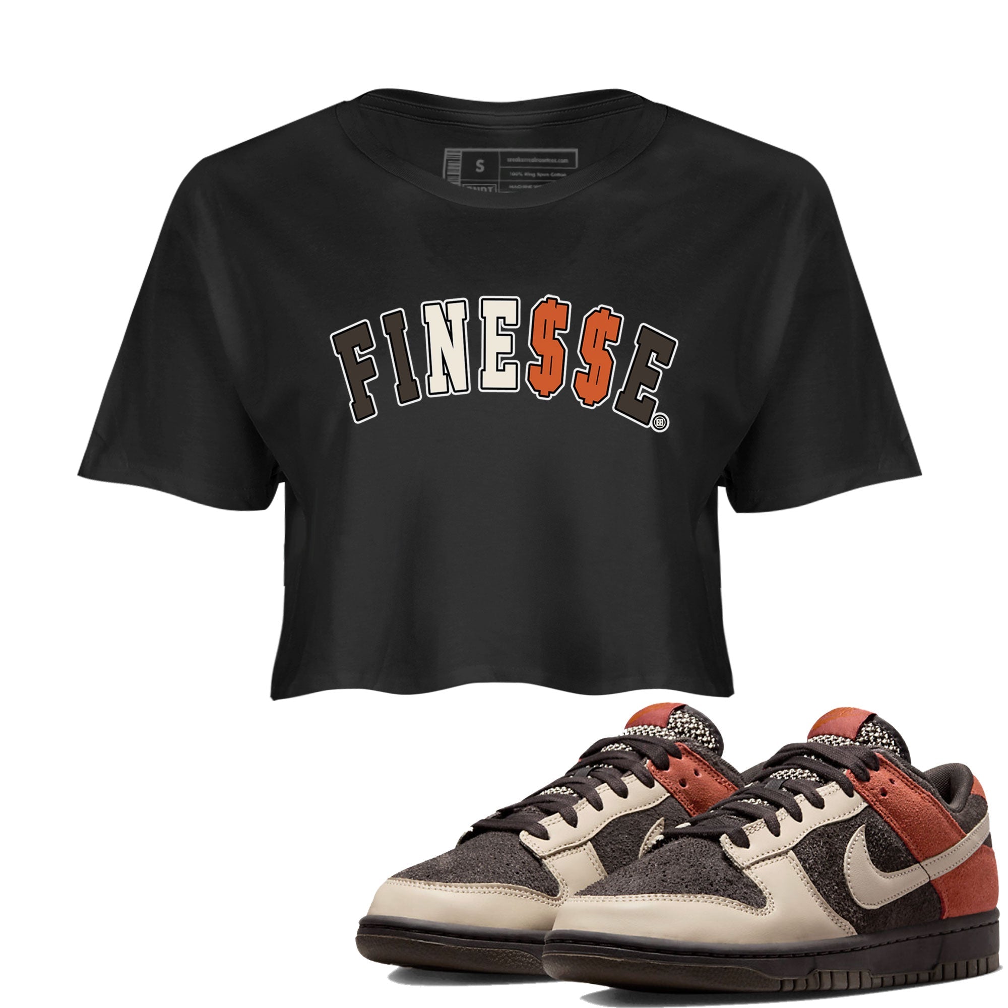 Dunk Red Panda shirt to match jordans Finesse sneaker tees Dunk Low Red Panda Drip Gear Zone Black 1 Crop T-Shirt
