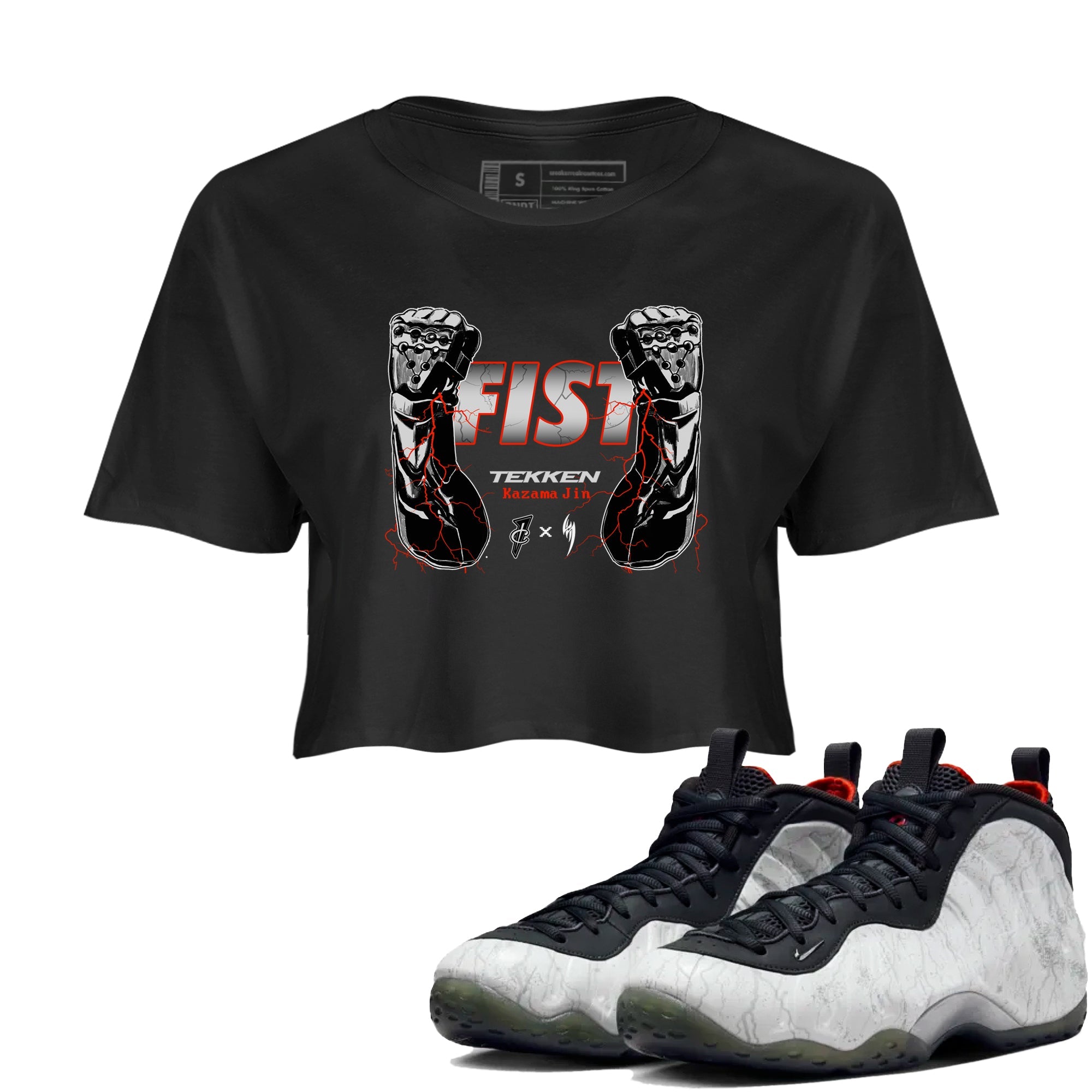 Foams One Jin shirts to match jordans Fist sneaker match tees Air Foamposite One Jin match shoes to clothes Drip Gear Zone unisex cotton Black 1 crop tee