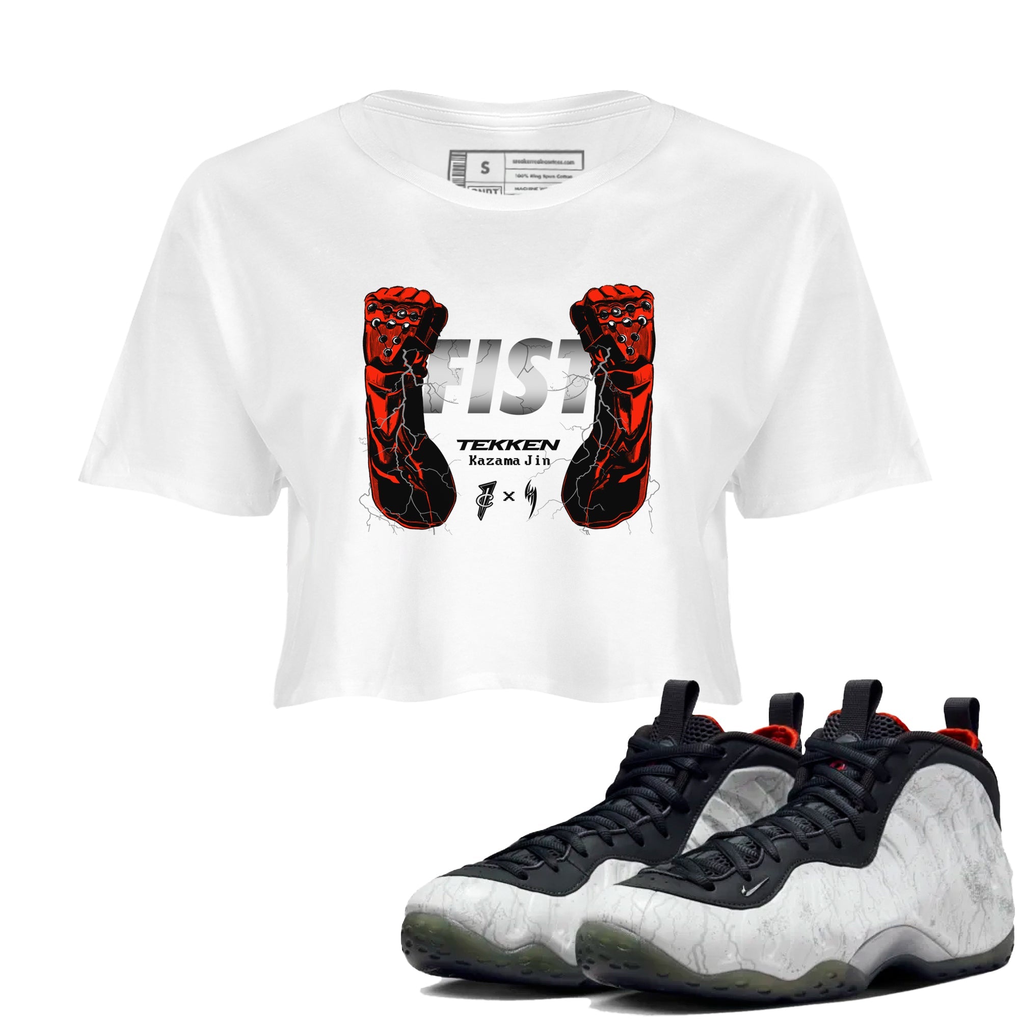 Foams One Jin shirts to match jordans Fist sneaker match tees Air Foamposite One Jin match shoes to clothes Drip Gear Zone unisex cotton White 1 crop tee